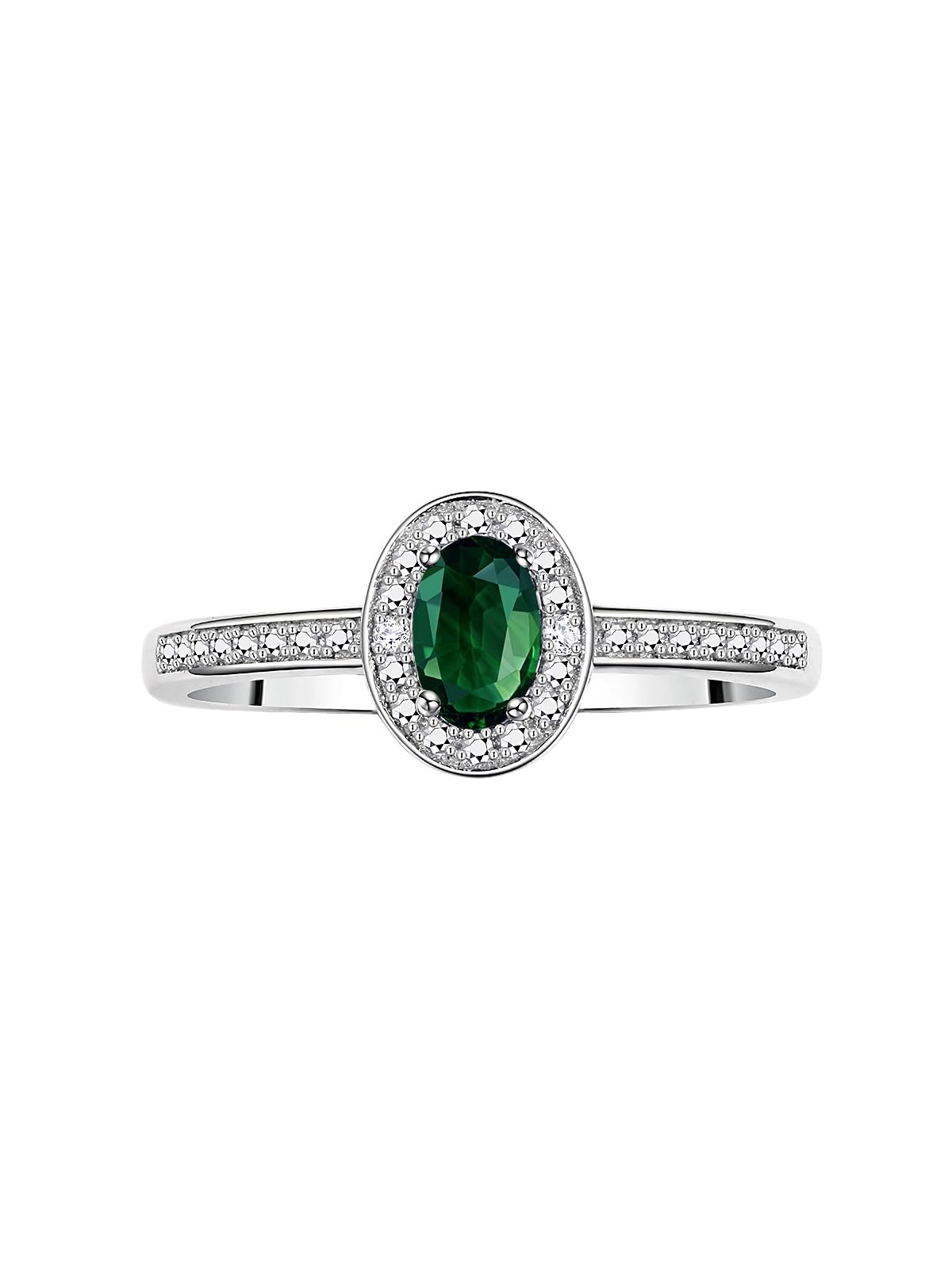 Rylos Sterling Silver Halo Jewelry Set for Women - Green Sapphire Birthstone Ring, Earrings & Necklace with 6X4MM Gemstones & Diamonds | September Birthstone Gift, Friendship Jewelry | Perfect for Birthdays, Anniversaries & Special Occasions
