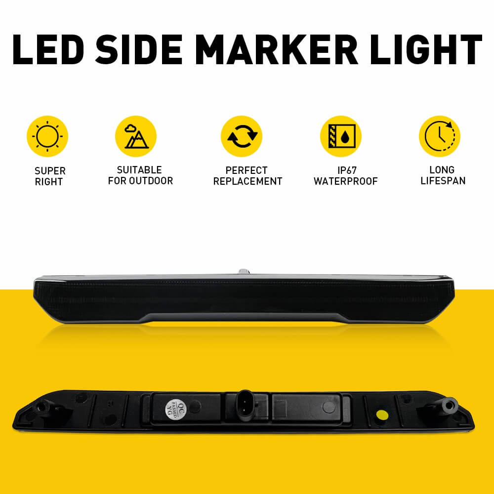 Smoked LED Side Marker Lights for 2020-2023 GMC Sierra 2500HD 3500HD - Front Amber & Rear Red - Durable Waterproof Replacement Lights for Off-Roading & Night Driving