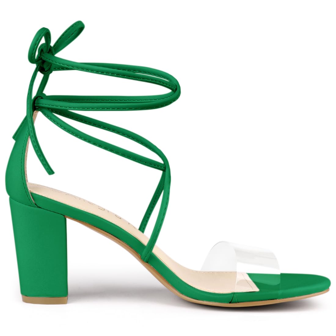 Allegra K Women's Clear Strap Block Heel Lace-Up Sandals - Comfortable Chunky Heels for Wedding, Party & Evening Events
