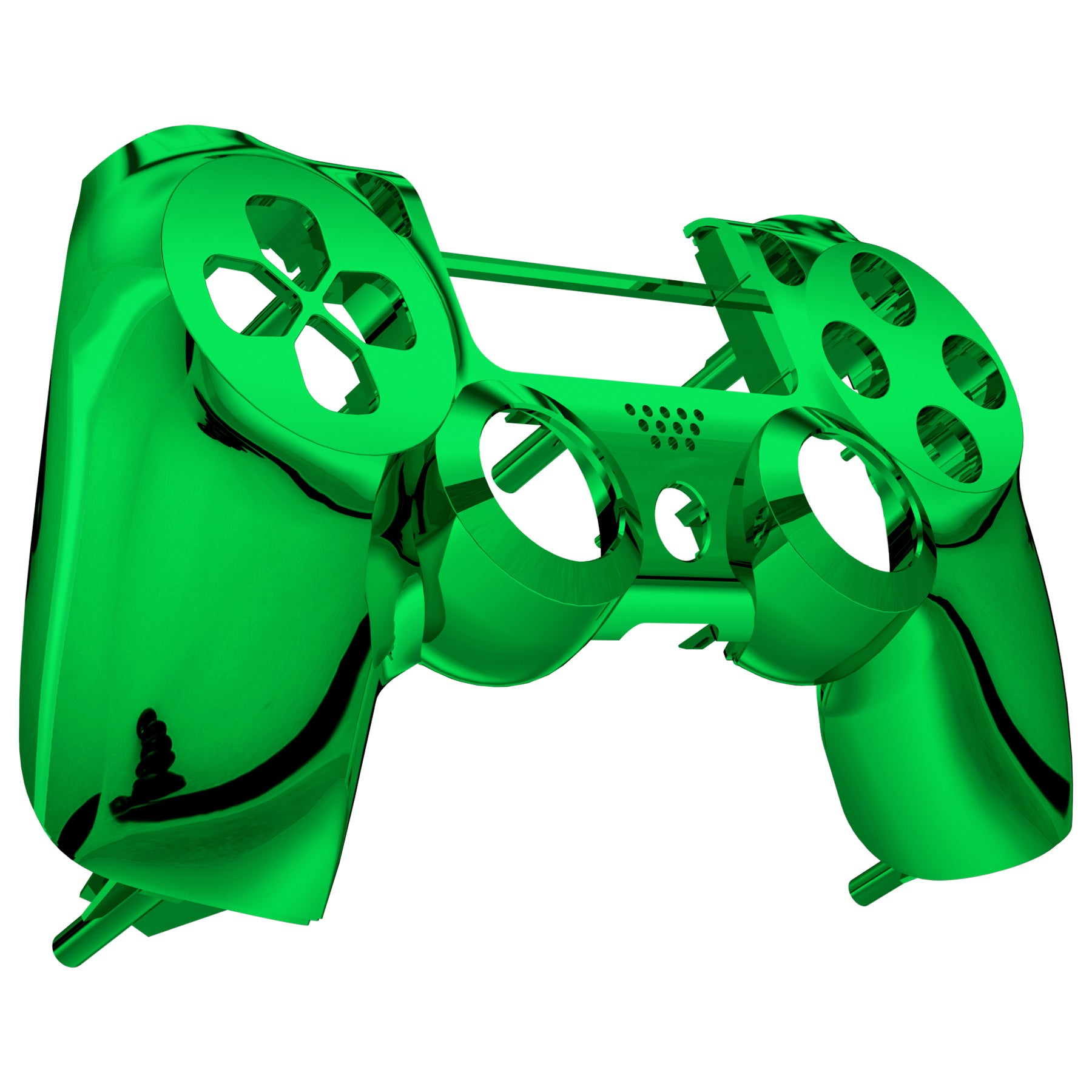 eXtremeRate Chrome Green Faceplate Cover & Front Housing Shell Replacement Kit for PS4 Slim/PS4 Pro Controller (CUH-ZCT2/JDM-040/JDM-050/JDM-055) - Customize Your Gaming Experience for Enhanced Performance & Style