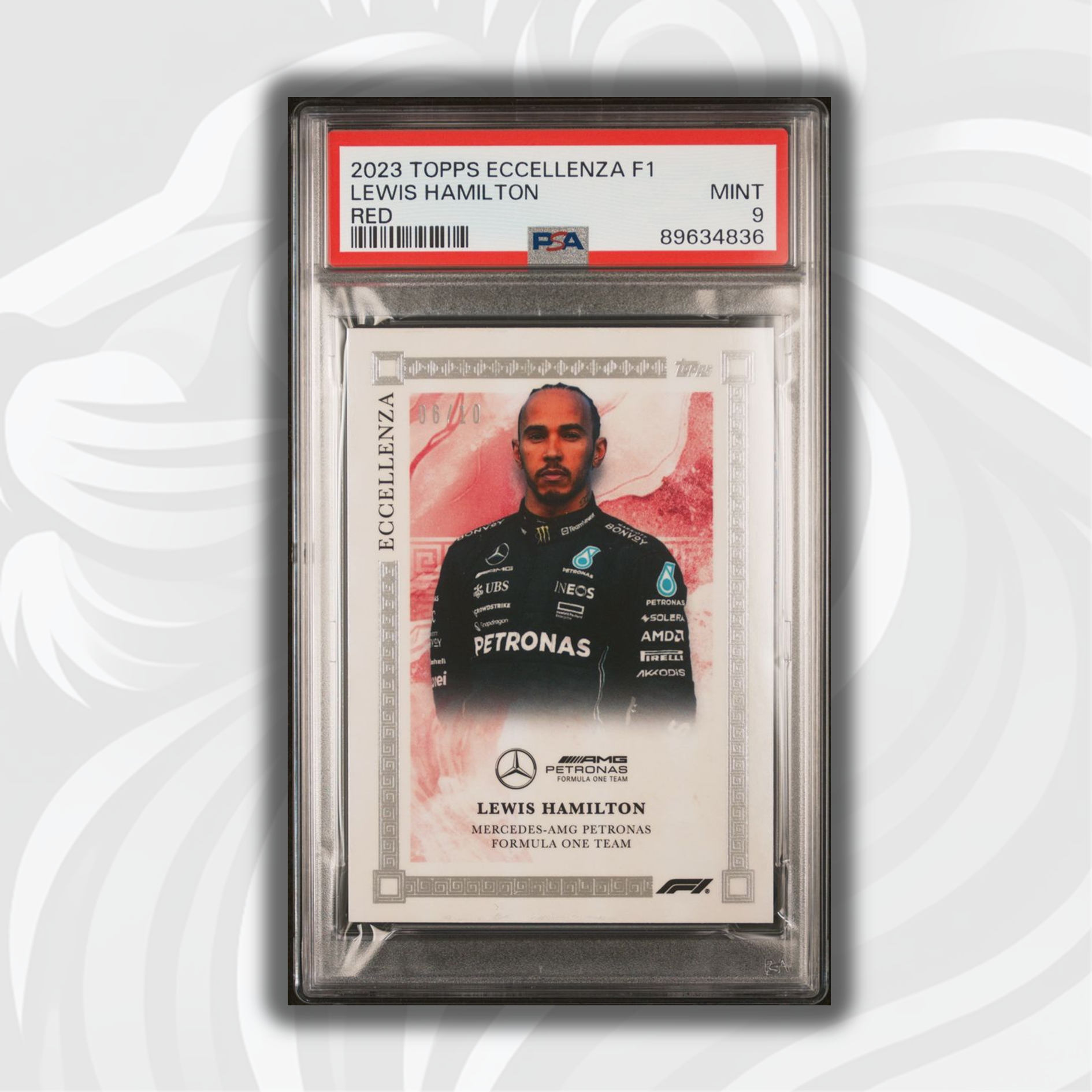 2023 Topps Eccellenza F1 PSA 9 Graded Lewis Hamilton Red Parallel Card - Rare Collectible for F1 Fans, Sports Memorabilia Display & Investment
