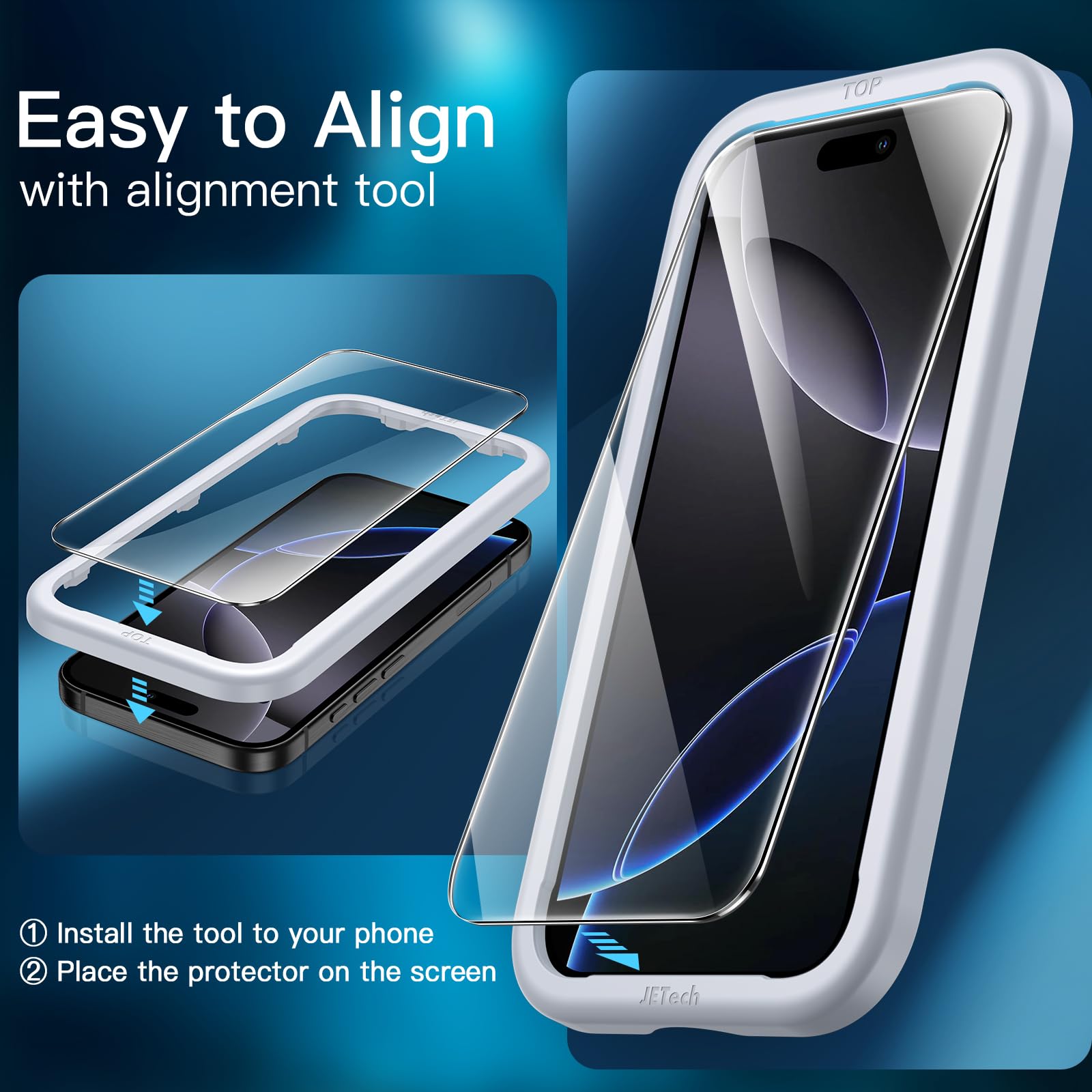 JETech 5-in-1 Protective Case for iPhone 16 Pro 6.3-Inch with 2 Pack Tempered Glass Screen Protectors & Camera Lens Protectors - Shockproof Bumper Phone Cover, Anti-Yellowing (Black) - Perfect for Outdoor Activities, Travel & Daily Protection