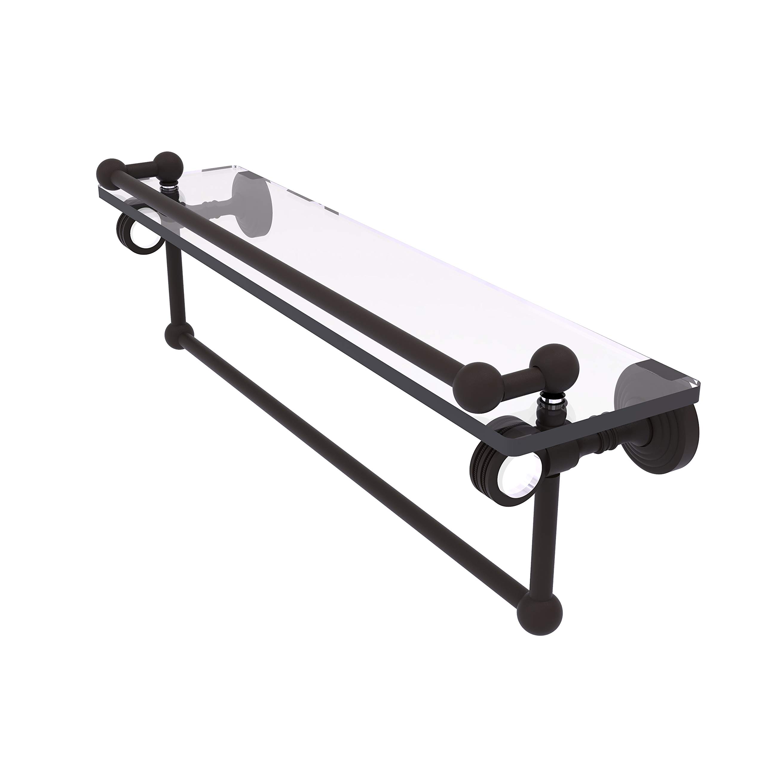 Allied Brass PG-1TBD-22-GAL Pacific Grove Collection 22-Inch Oil Rubbed Bronze Towel Bar with Glass Shelf & Dotted Accents - Perfect for Bathroom, Spa & Luxury Home Decor