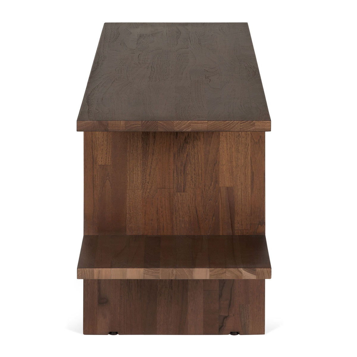 Handcrafted Wooden Kabuki Side Table - Modern End Table for Living Room, Bedroom & Office - Stylish Accent Table with Storage Shelf