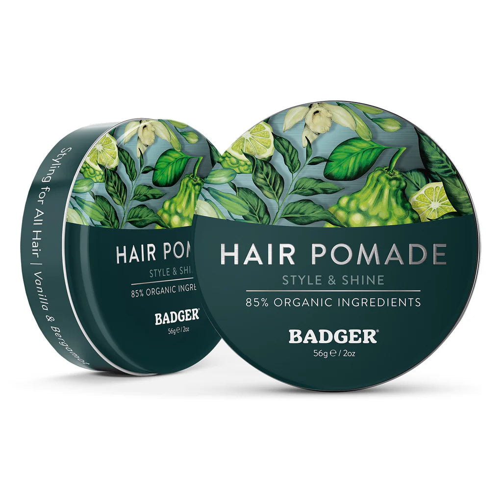 Premium Badger Hair Pomade 56g - Natural Styling Wax for Men - Strong Hold & Shine - Perfect for Classic Hairstyles & Formal Events