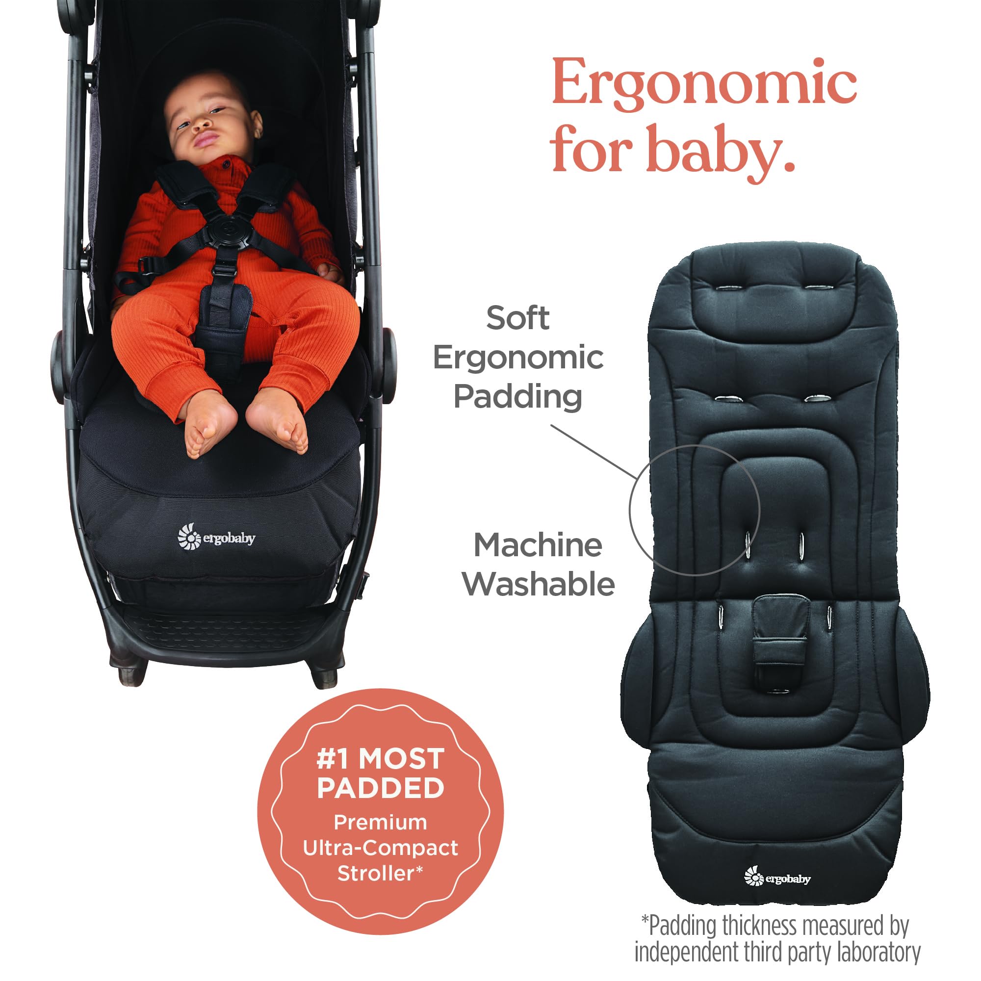 Ergobaby Metro+ Compact Lightweight Baby Stroller - Foldable Umbrella Stroller for Airplane Travel, Car Seat Compatible, Holds Up to 50 lbs, Slate Grey - Perfect for City Walks, Shopping & Family Outings
