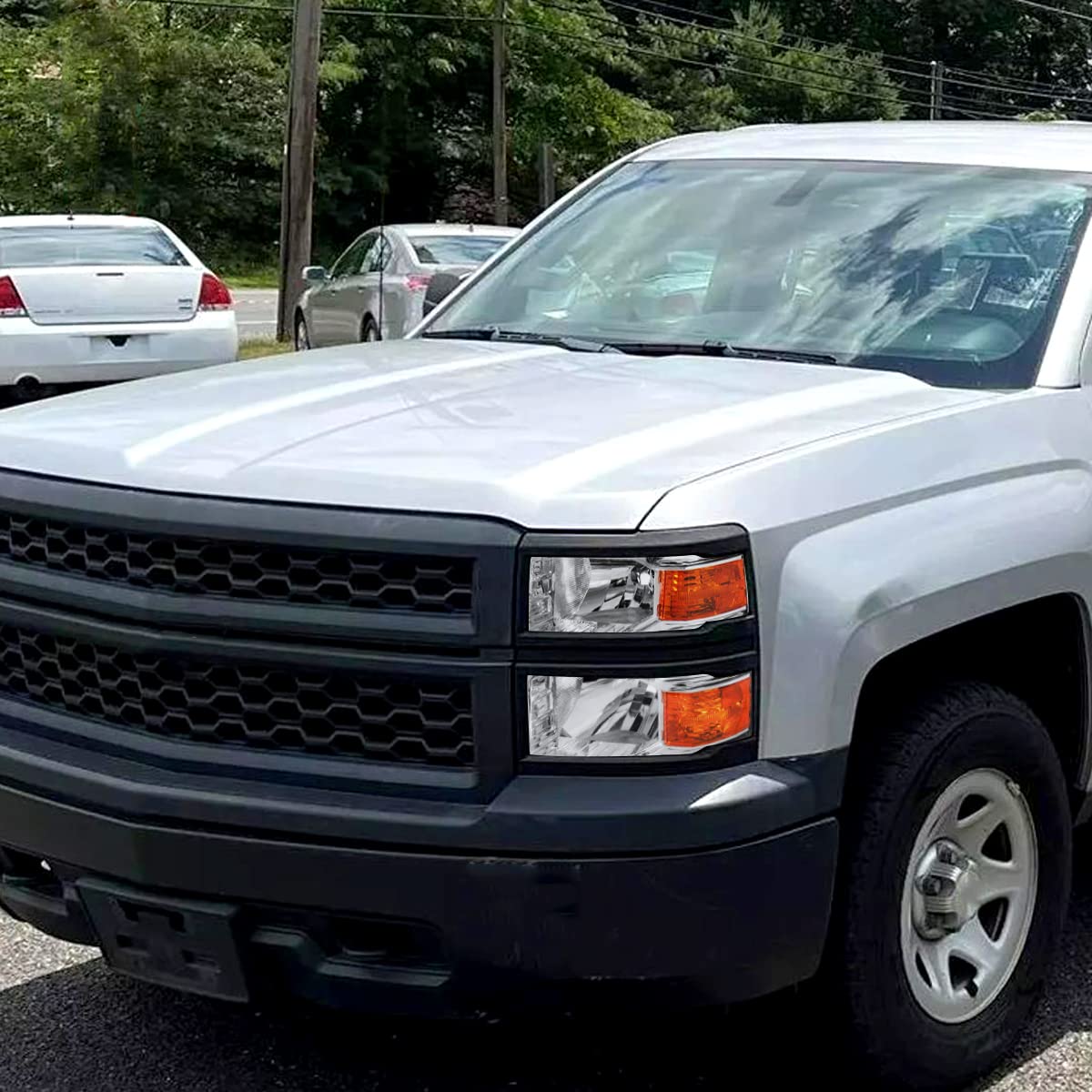 Clear Replacement Headlights for Chevy Silverado 1500 2014-2015 Models - High Performance LED Head Lamps for Pickup Trucks - Perfect for Night Driving & Off-Road Adventures