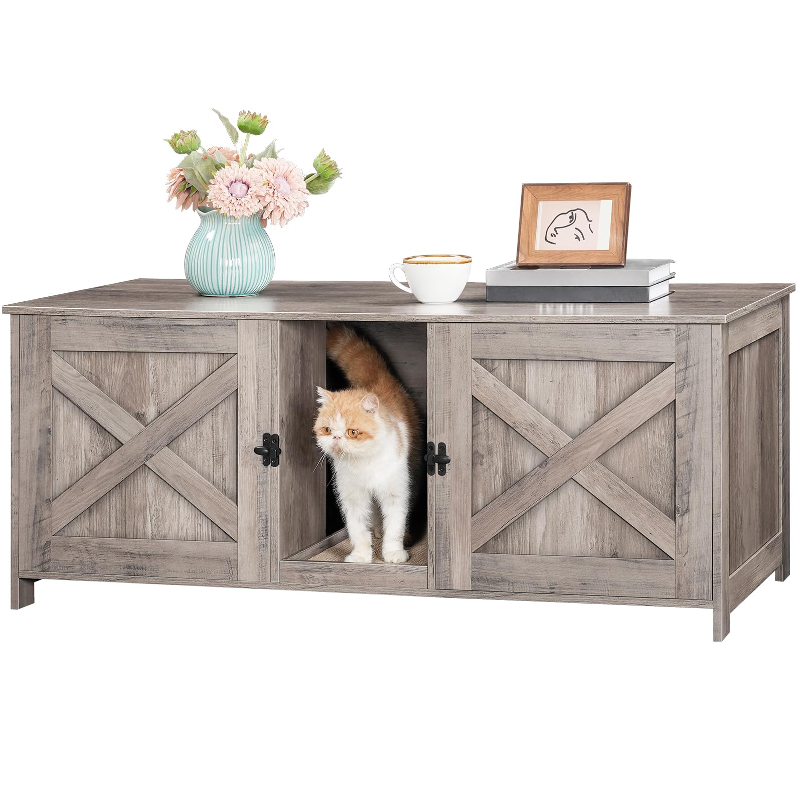 Premium Cat Litter Box Enclosure CWHG1201 - Odor Control Furniture for Indoor Cats | Perfect for Small Spaces & Home Decor