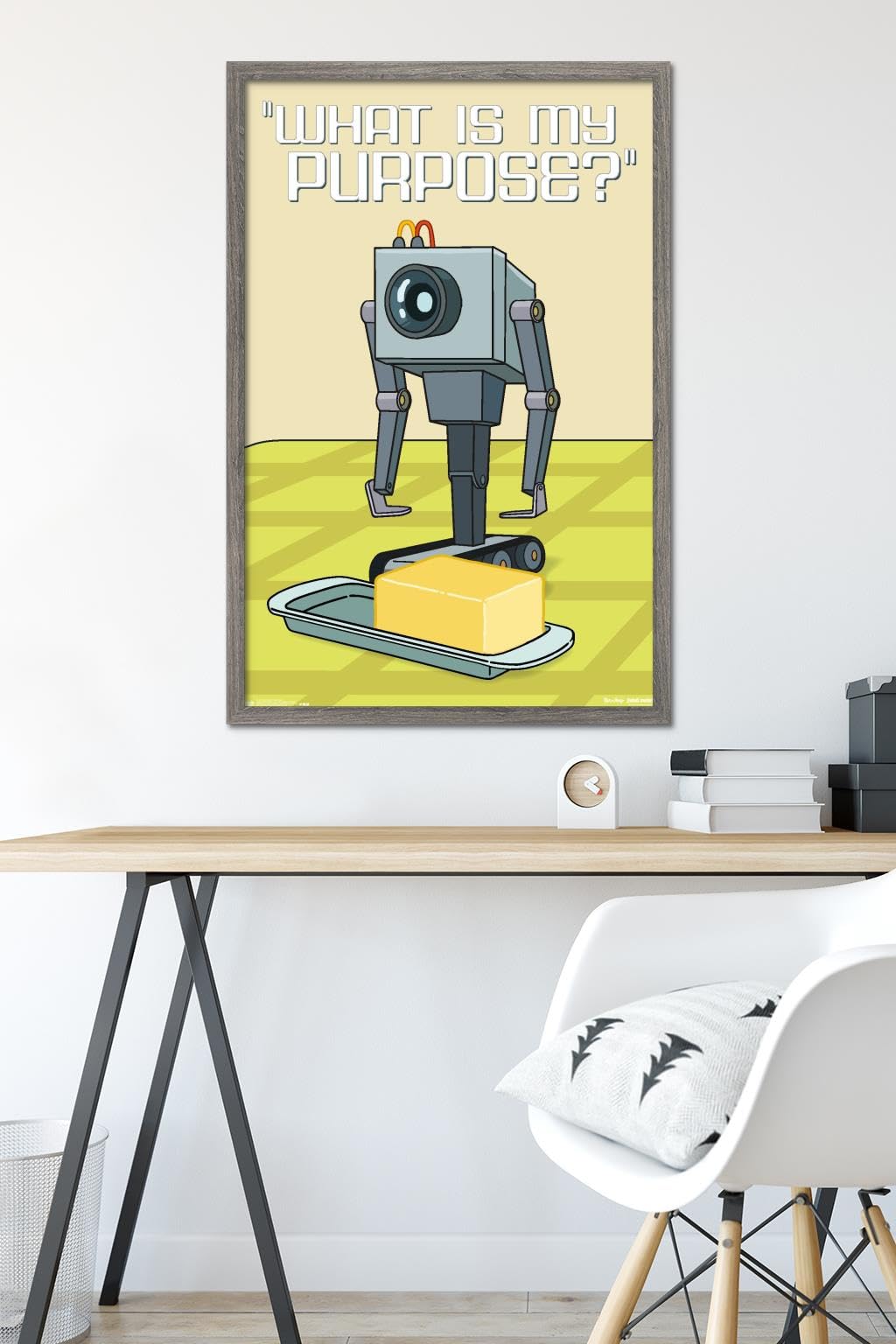 Trends International Rick and Morty Butter Bot Wall Poster - 22.375 x 34 Inches, Barnwood Framed Art Print | Perfect for Home Decor, Game Room, and Pop Culture Fan Gifts