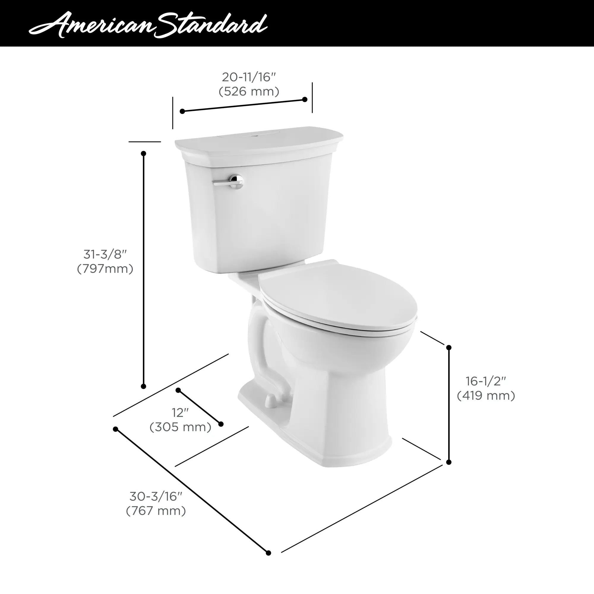 Estate® ActiClean® 1.28 GPF/4.8 LPF 12-Inch Elongated Toilet with Soft-Close Seat & Cleaning Cartridge - Water Saving, Easy Clean Bathroom Solution for Homes & Commercial Spaces