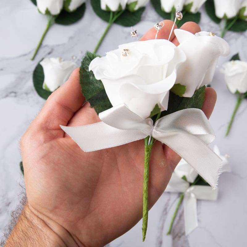 Premium 12-Pack Artificial Foam Rose Boutonnieres - 5