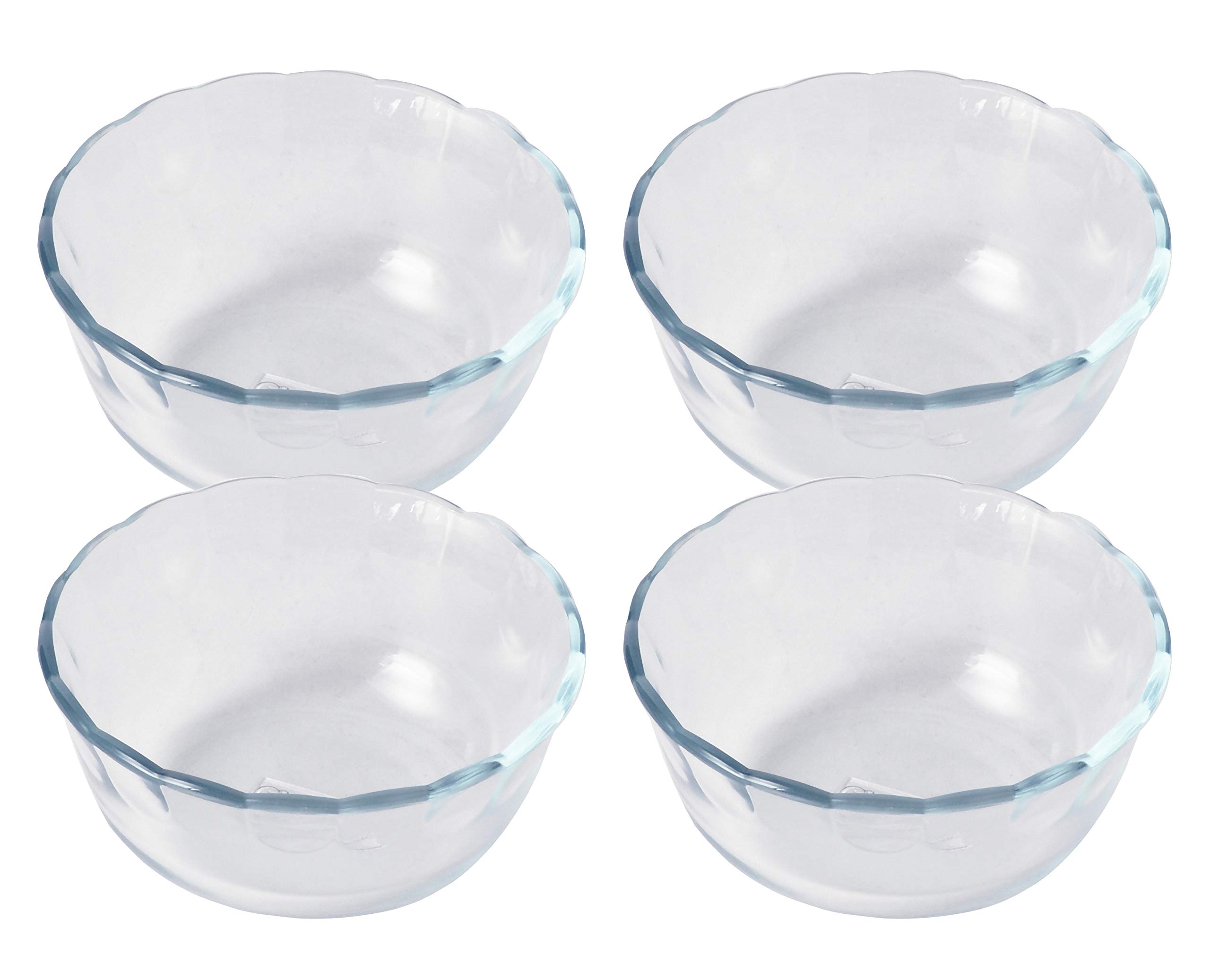 Pyrex CP-1552 Clear Glass Custard Cups Set of 4 - 10.1 fl oz (300 ml) Baking Ramekins for Crème Brûlée, Soufflés, Desserts & Meal Prep - Oven, Microwave & Freezer Safe