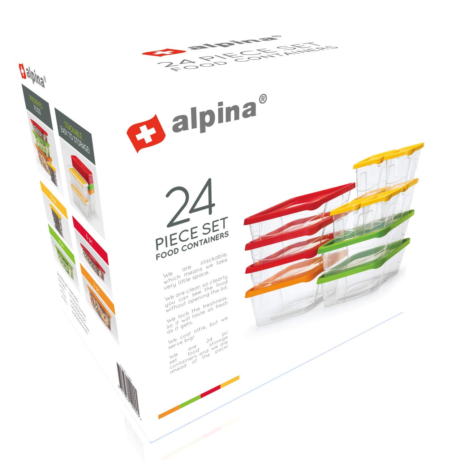 ALPINA Airtight Food Storage Containers - BPA-Free Plastic Meal Prep Containers with Lids for Kitchen, Lunch Box & Leftovers | Perfect for Meal Prep, Pantry Organization & On-the-Go Snacks