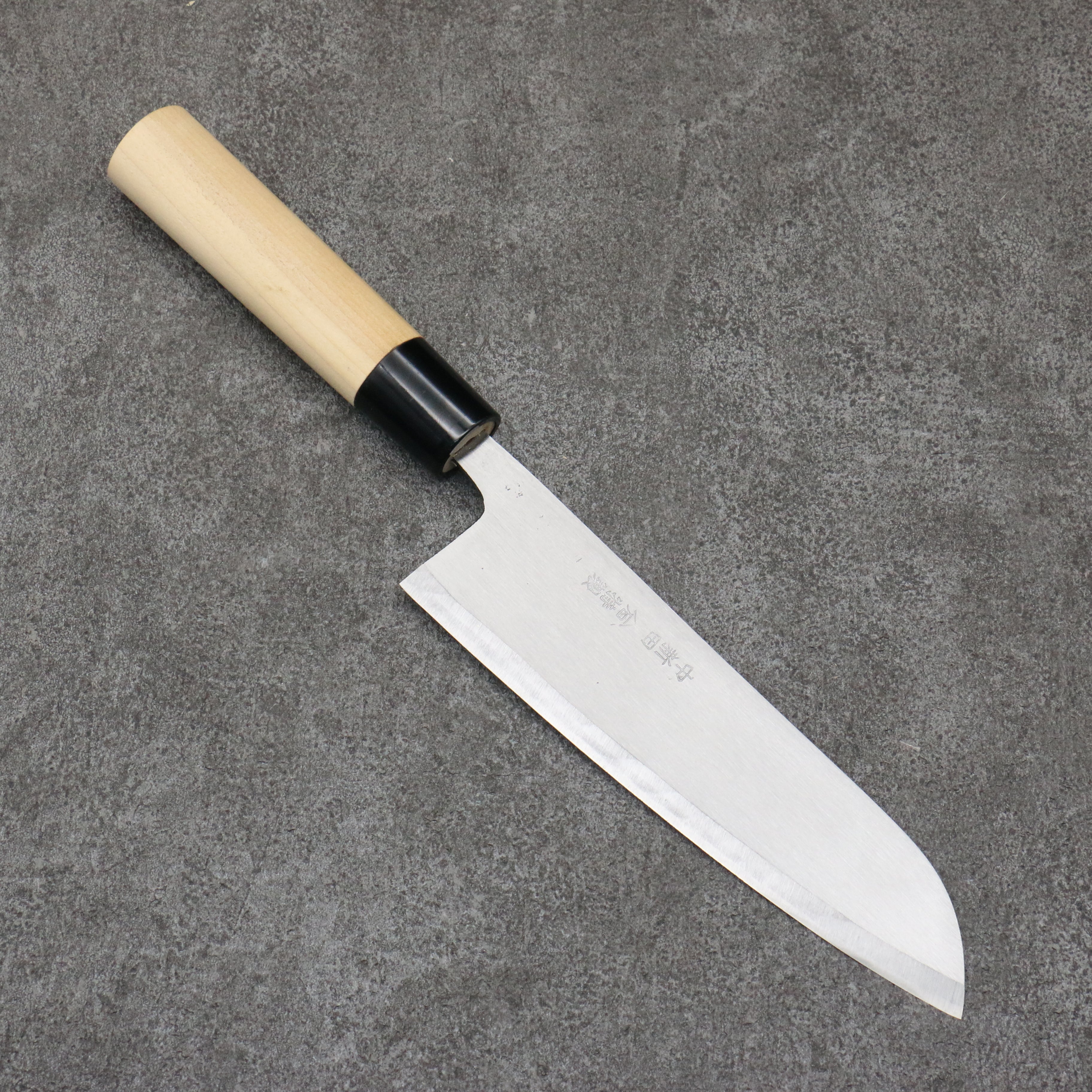 Premium Nakaniida White Steel No.2 Santoku Knife 165mm - Japanese Chef Knife with Magnolia Wood Handle - Perfect for Slicing, Dicing & Chopping Vegetables, Meat & Fish