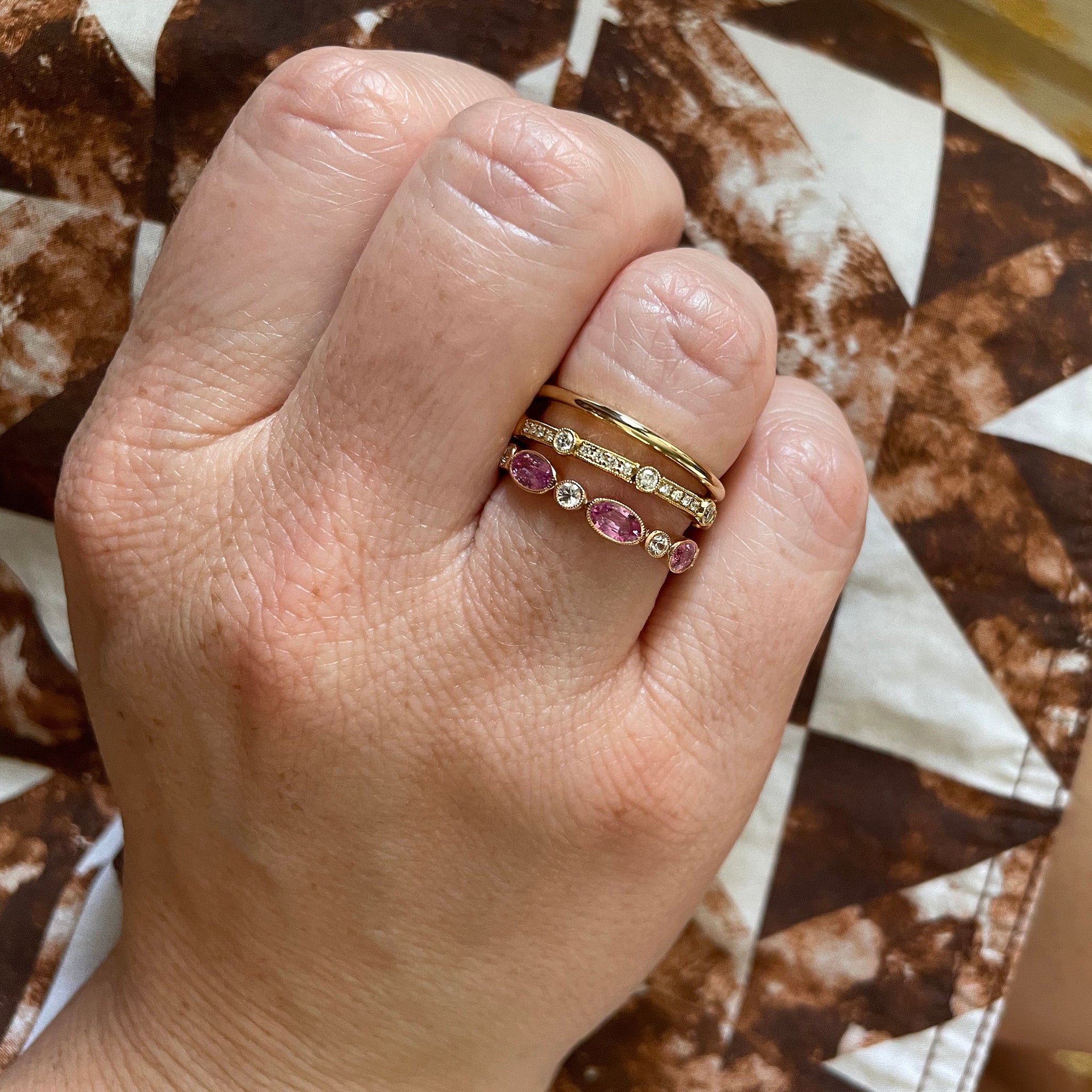 18K Rose Gold Pink & White Sapphire Eternity Band Ring for Women - Perfect for Weddings, Anniversaries & Special Occasions