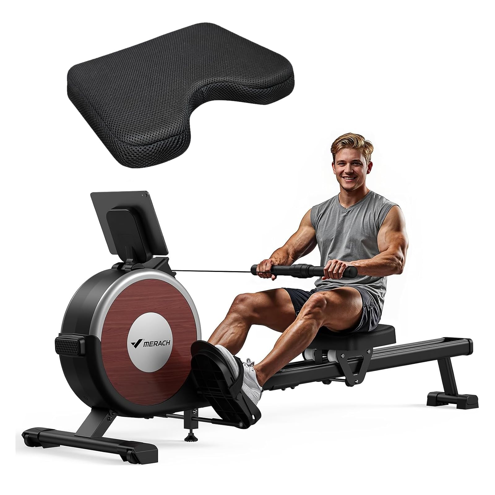Premium Bluetooth Magnetic Rowing Machine with Dual Slide Rail - 16-Level Electromagnetic Resistance, 350lb Weight Capacity & App Connectivity - Home Fitness Equipment for Full-Body Workout & Cardio Training - Perfect for Small Spaces & Apartment Workouts