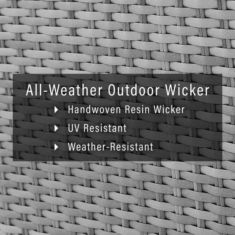Crosley Richland 2-Piece Wicker Patio Set - Gray Outdoor Coffee Table & Loveseat for Porch, Garden, or Backyard Relaxation | Weather-Resistant Wicker Furniture