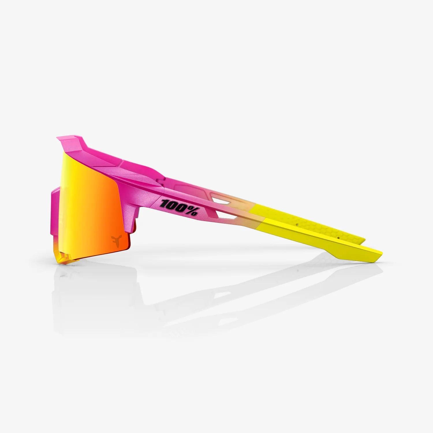 100% SPEEDCRAFT Fernando Tatis Jr. Limited Edition Pink/Yellow Sunglasses with HiPER Red Multilayer Mirror Lens - Perfect for Baseball, Outdoor Sports & Summer Fashion