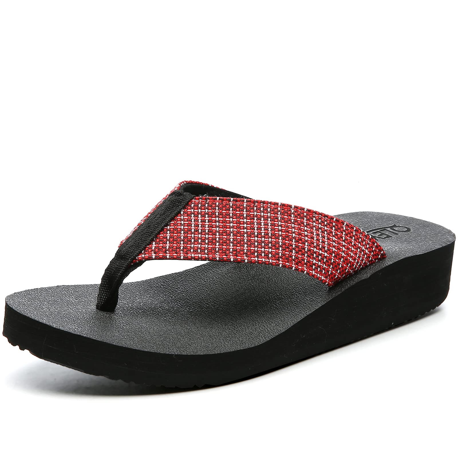 Women's Platform Flip Flops with Arch Support - Comfortable Yoga Mat Wedge Sandals, Braided Strap Summer Slippers for Beach, Pool, Vacation & Casual Wear