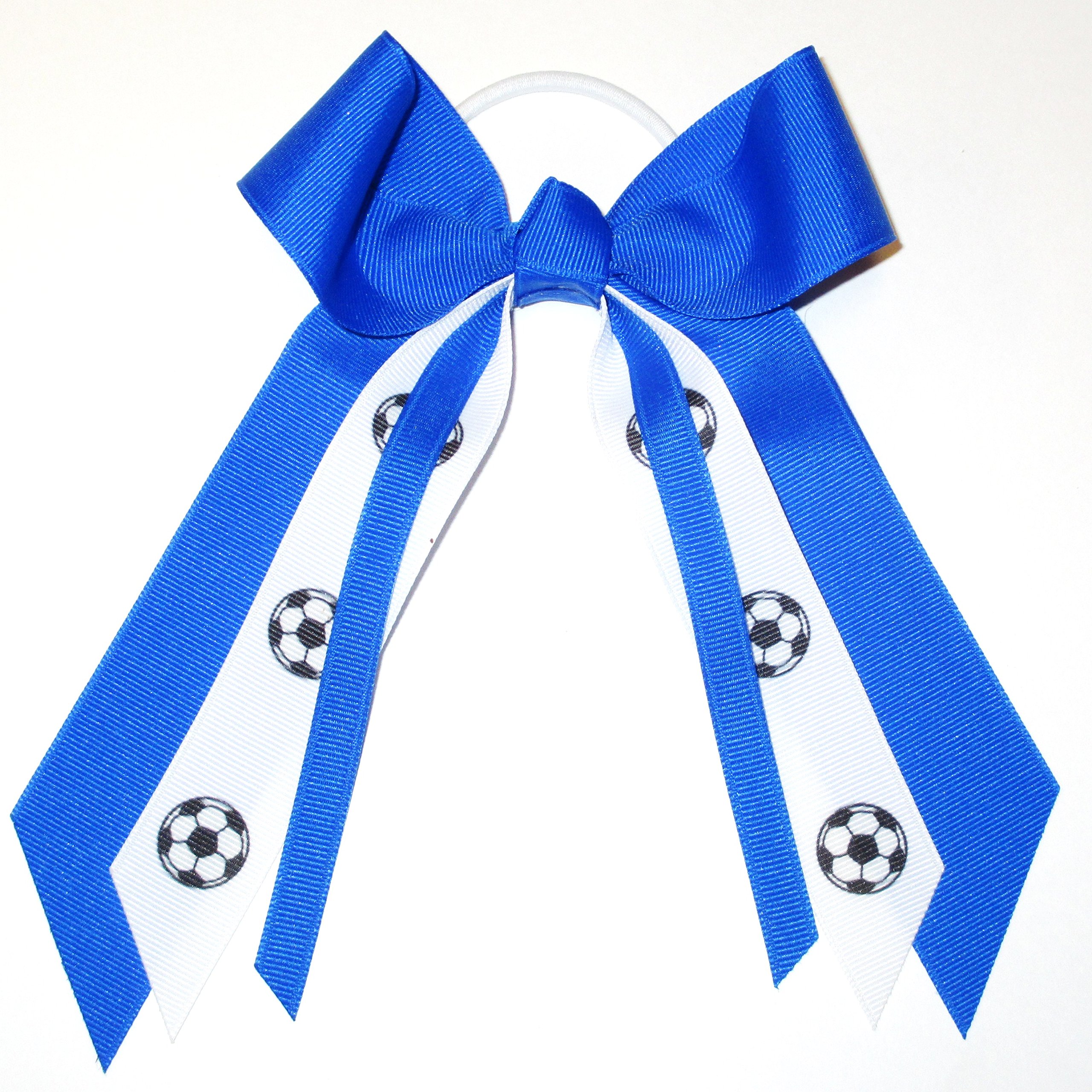 USA-Made Soccer Hair Bows - White Pony Bands for Sports & Games