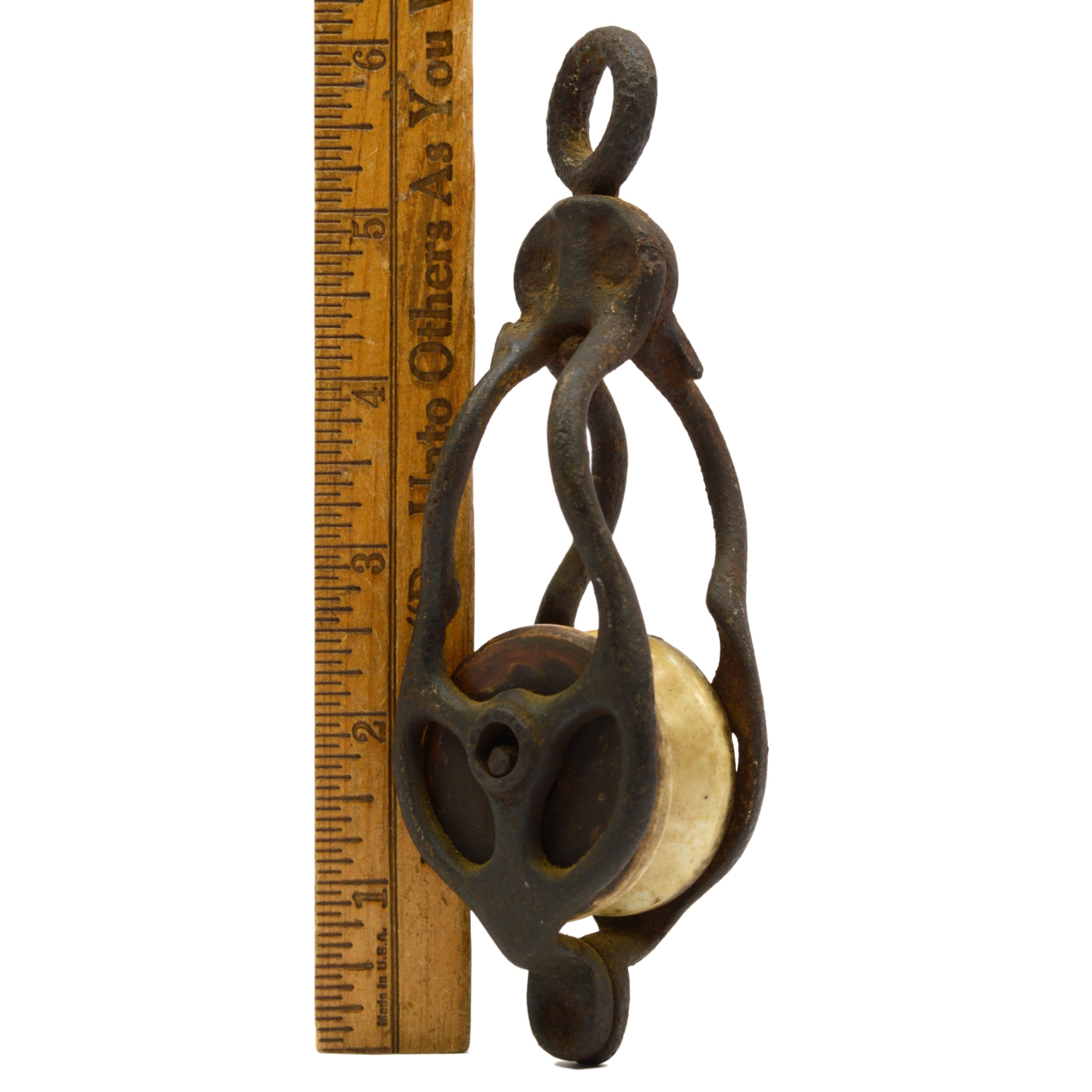 Vintage Cast Iron & Porcelain Pulley - 1.75