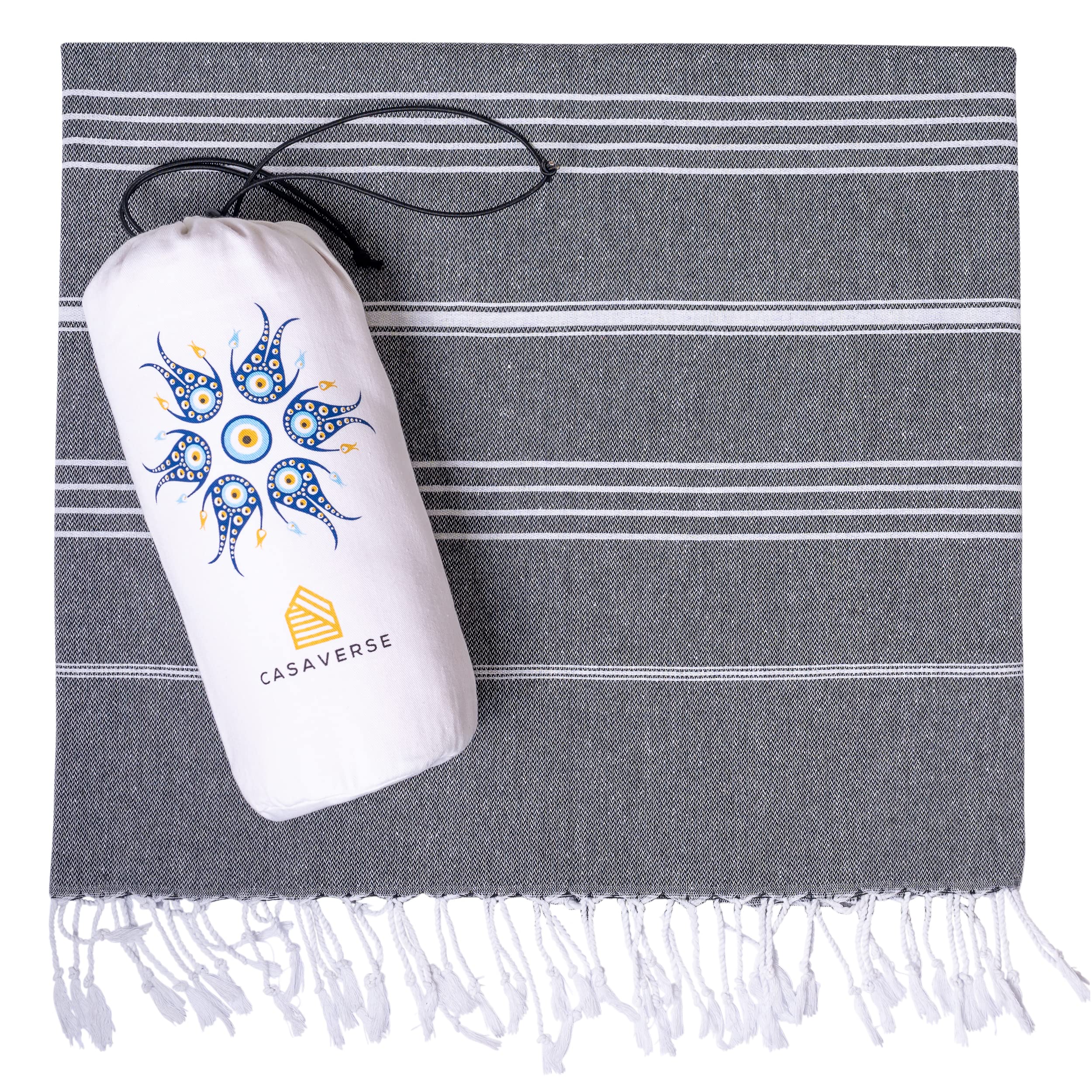 CASAVERSE 100% Cotton Quick Dry Turkish Beach Towel | Sand Free Travel Towel for Beach, Pool, Yoga, and Picnic