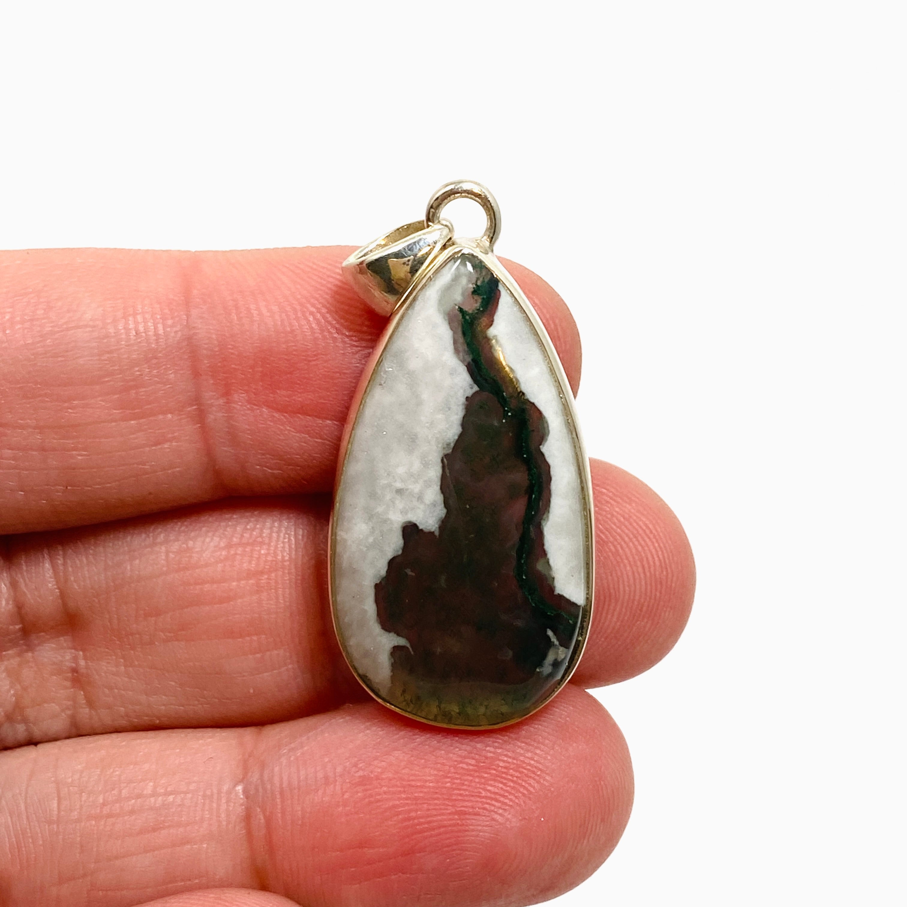 Natural Moss Agate Teardrop Cabochon Pendant - KPGJ4711 for Jewelry Making, Wire Wrapping & DIY Crafts | Perfect for Necklaces, Earrings & Boho Style Accessories