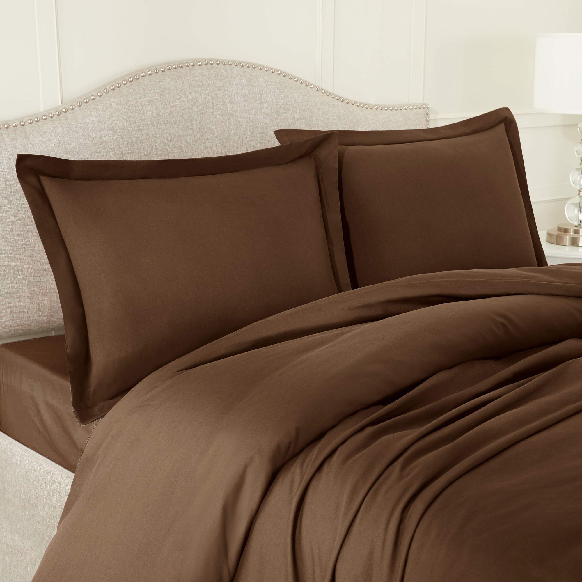 Nestl Queen Size Bedding Set - Microfiber Comforter, Duvet Cover & 2 Pillow Shams - Soft Brown Bedroom Decor for Cozy Sleep & Luxury Hotel Style