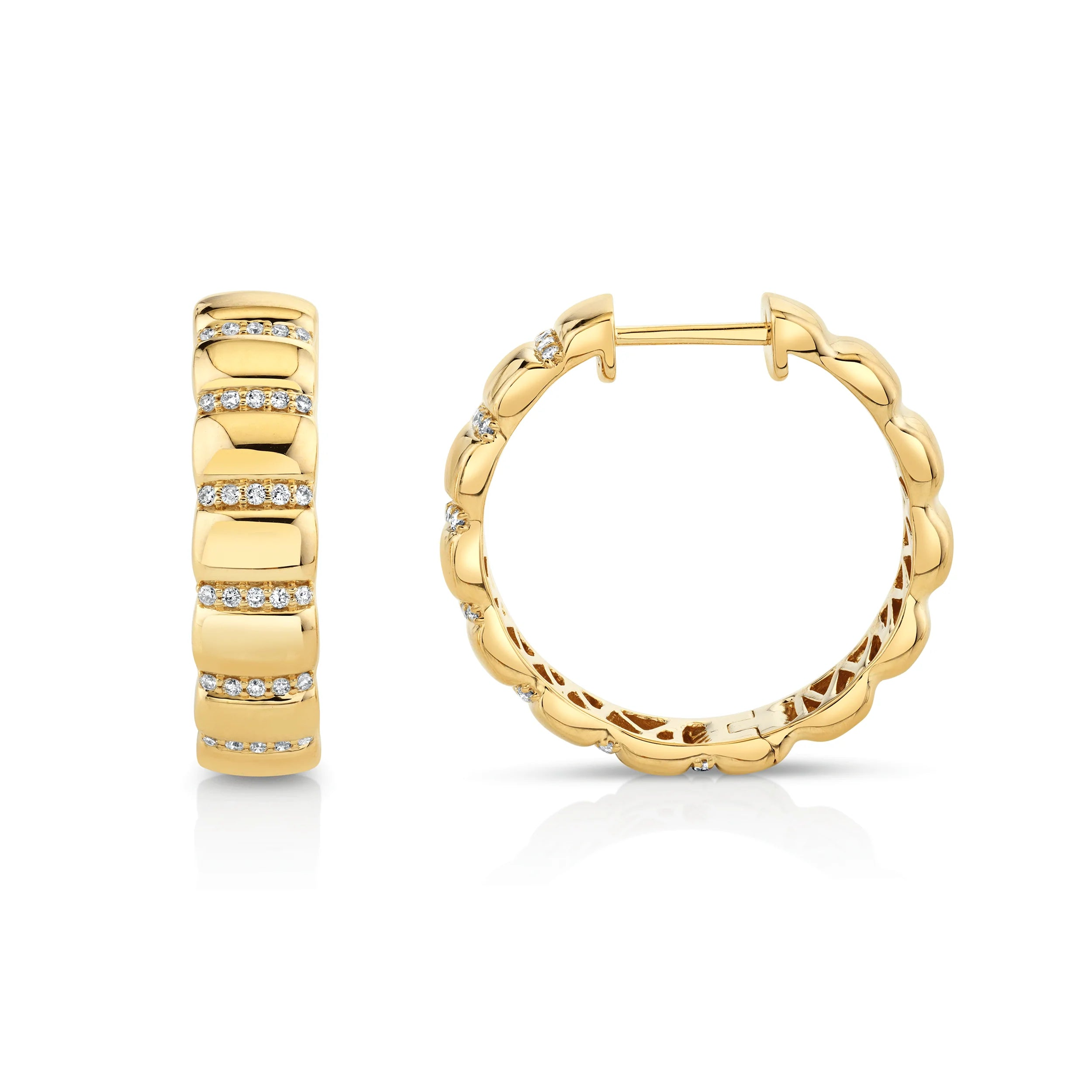 Orb Ribbed Hoops - Trendy Chunky Gold Earrings for Women | Perfect for Parties, Date Nights & Everyday Wear