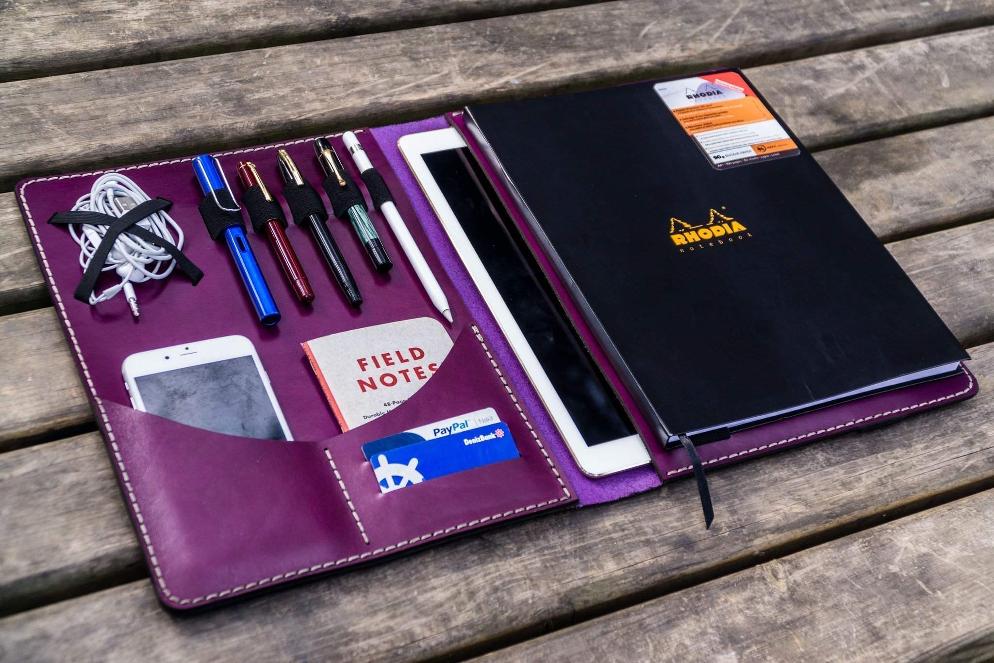 Moleskine Professional A4 Leather Workbook & Compendium - Purple | Premium Business Planner for Meetings, Notes & Organization