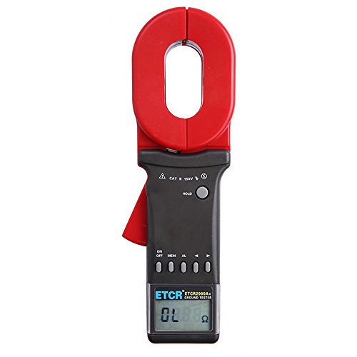 ETCR2000A+ Digital Clamp Earth Resistance Tester - 0.01 to 200Ω Range, AC/DC Current Measurement - Perfect for Electricians, Industrial Maintenance & Grounding System Testing