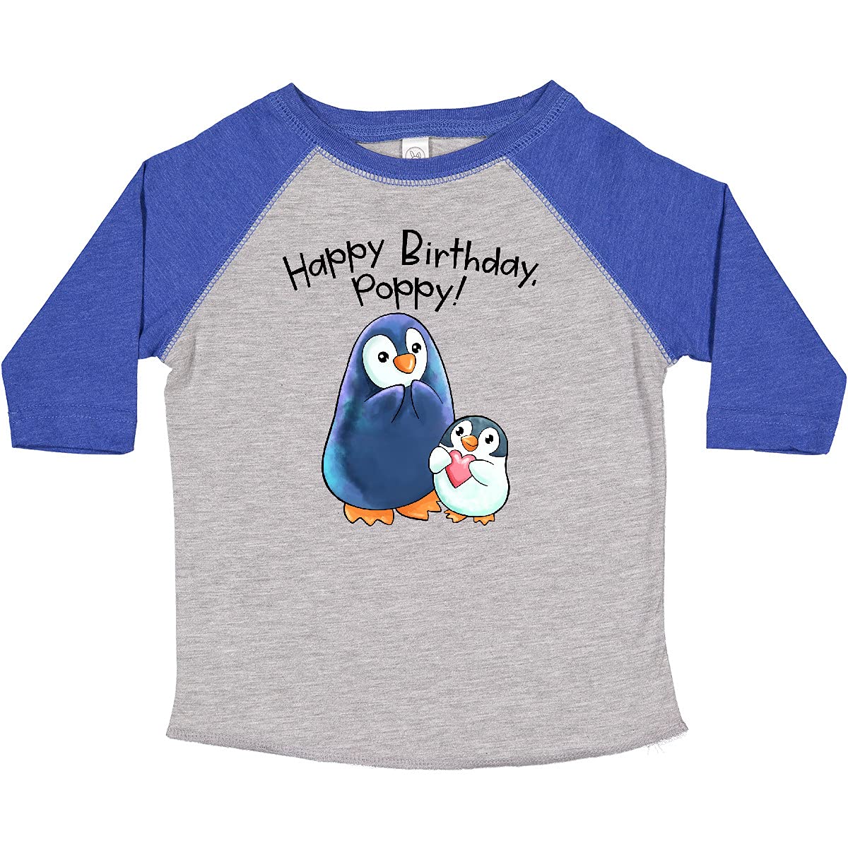 Inktastic Happy Birthday Poppy - Adorable Penguins Toddler T-Shirt for Boys & Girls | Perfect Birthday Party Outfit & Cute Casual Wear
