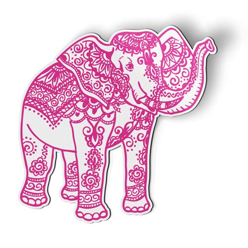 Elephant Henna Pink Magnet - 3 Inch Car & Fridge Decorative Magnet - Perfect for Home, Office, Locker & Gift Giving