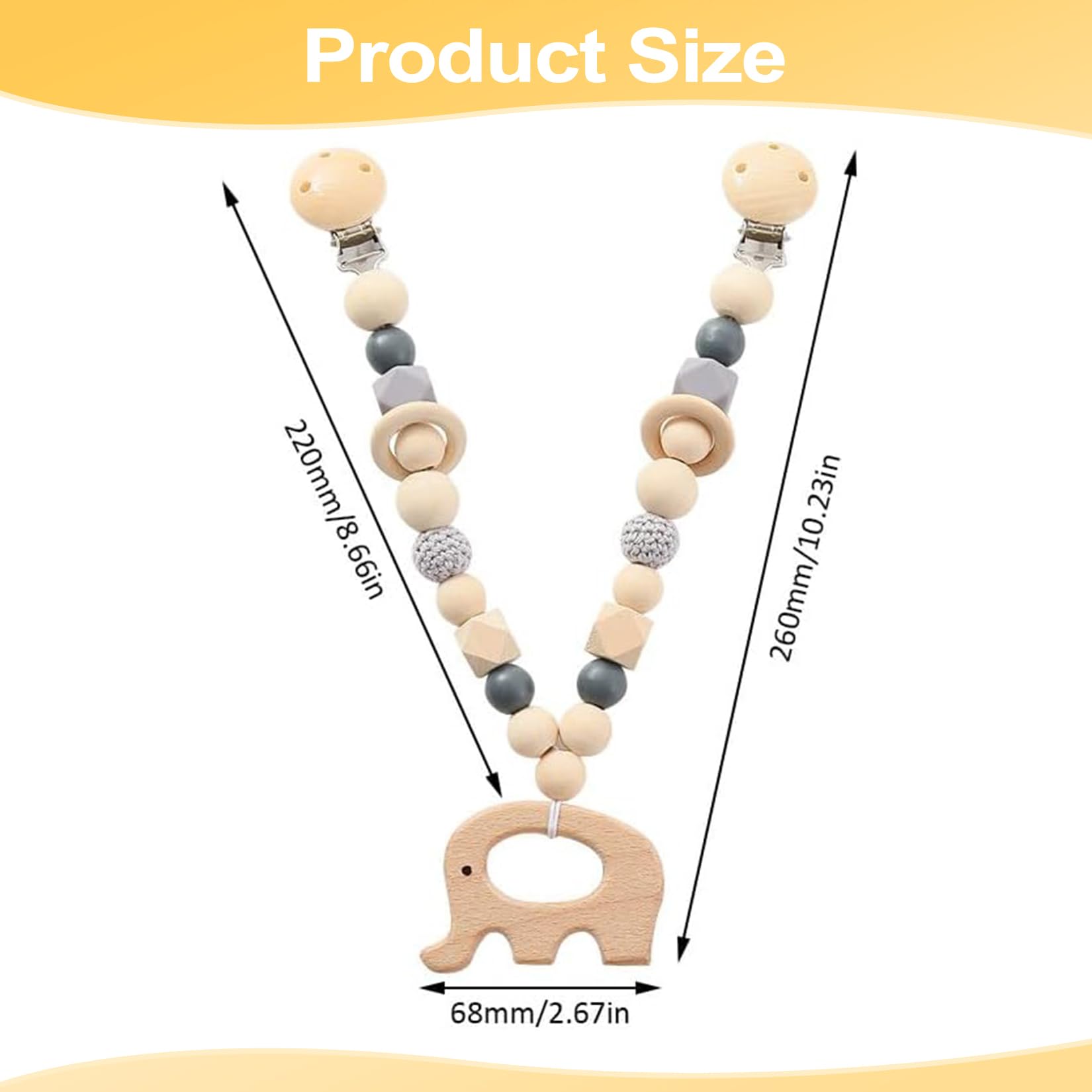 JurciCat Wooden Stroller Toy Chain - Natural Wood Baby Toy for 0-12 Months - Perfect for Strollers, Cribs & Car Seats - Great Baby Shower Gift & Early Learning Developmental Toy