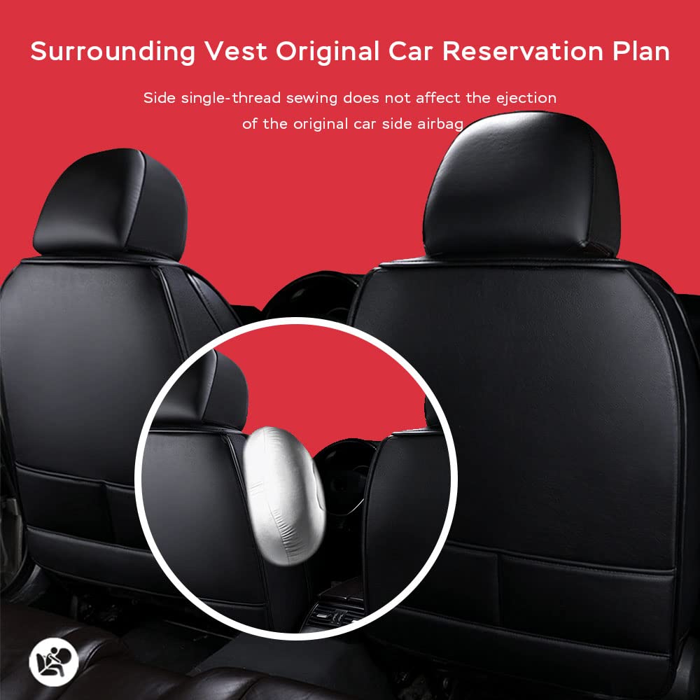Luxury 5-Seat Universal Car Seat Covers Full Set - All Weather Protection Cushion with Pillow for 97% Car Models | Perfect for SUVs, Sedans & Trucks | Red Auto Accessories for Comfort & Style