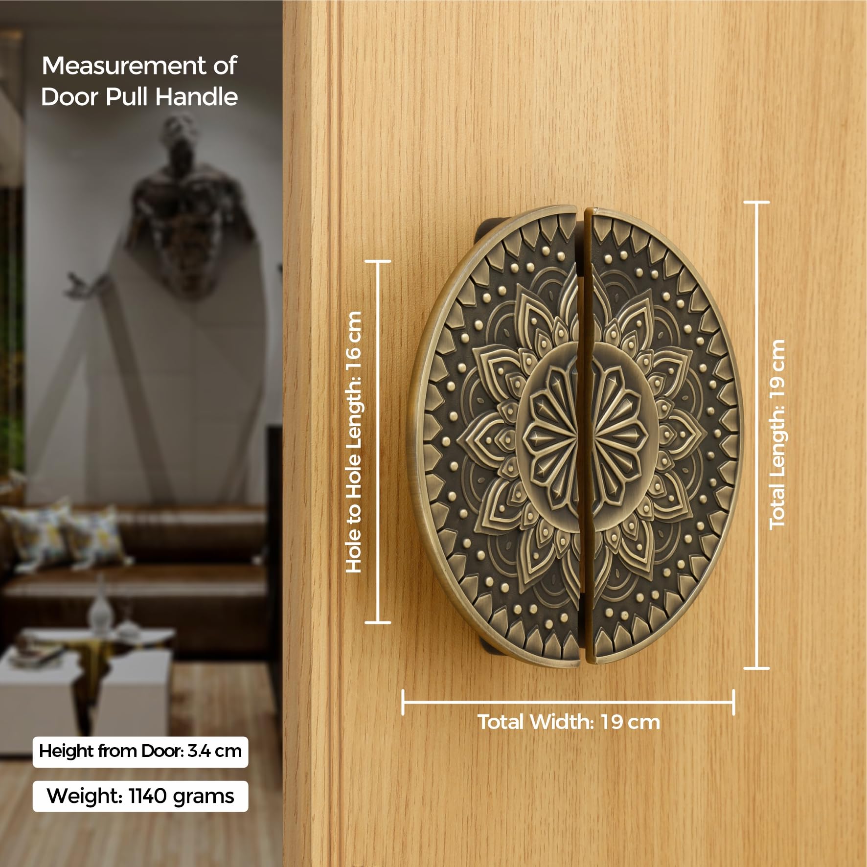 **LAPO 8 Inch Antique Finish Door Handle Set for Main Doors - Wooden & Glass Door Pull Handles - Home, Office & Hotel Use - 3-Year Warranty (Pack of 1, Model 5086) | Perfect for Entry Doors, Bedrooms & Commercial Spaces**