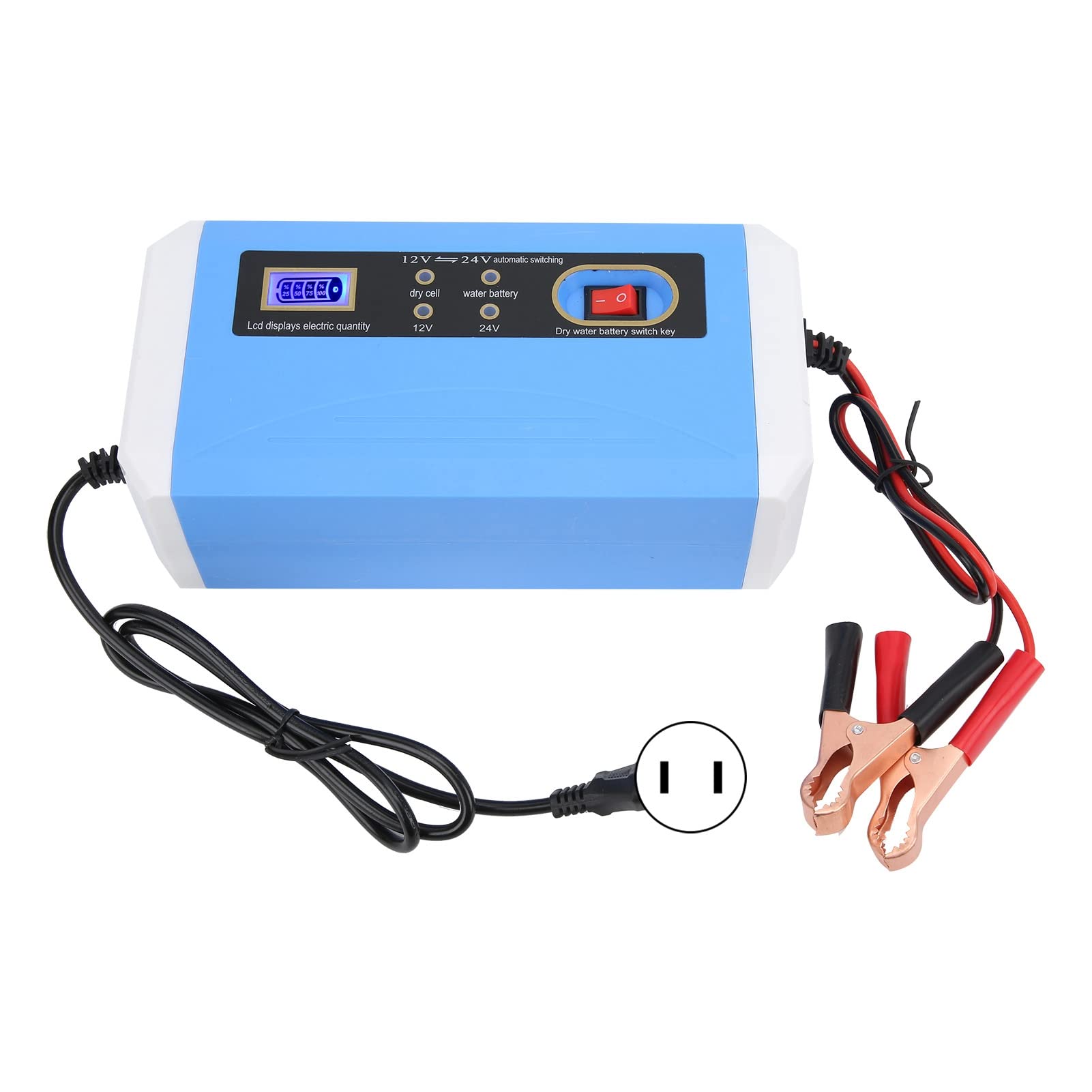 12V/24V Motorcycle & Car Battery Charger with LCD Display - Smart Pulse Repair for 20Ah-200Ah Batteries (110-240V US Standard) - Perfect for Garage, Roadside Emergencies & Vehicle Maintenance