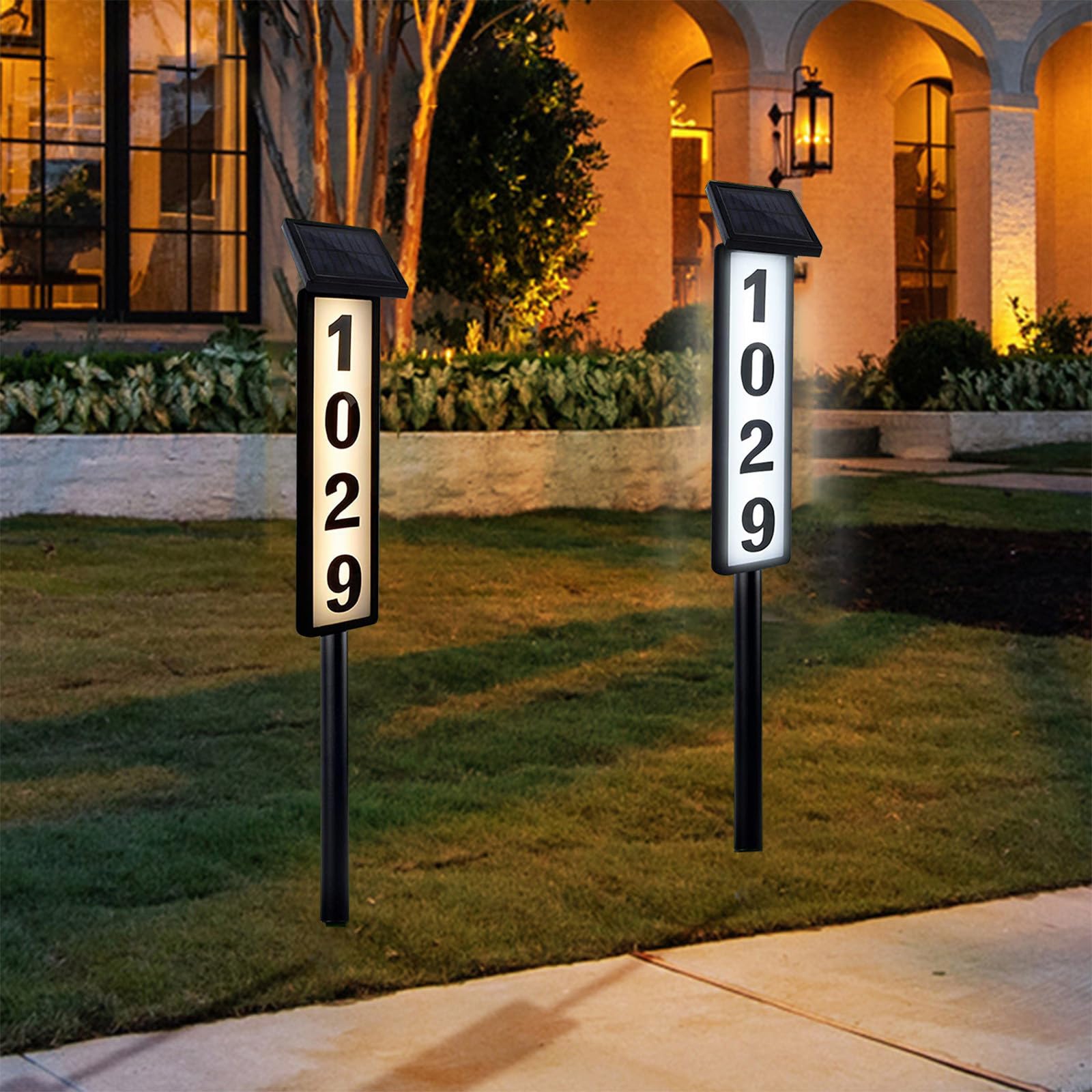 Solar Powered Address Sign - Waterproof LED Illuminated House Numbers for Outdoor Yard, Gate & Mailbox - Perfect for Nighttime Visibility & Home Security