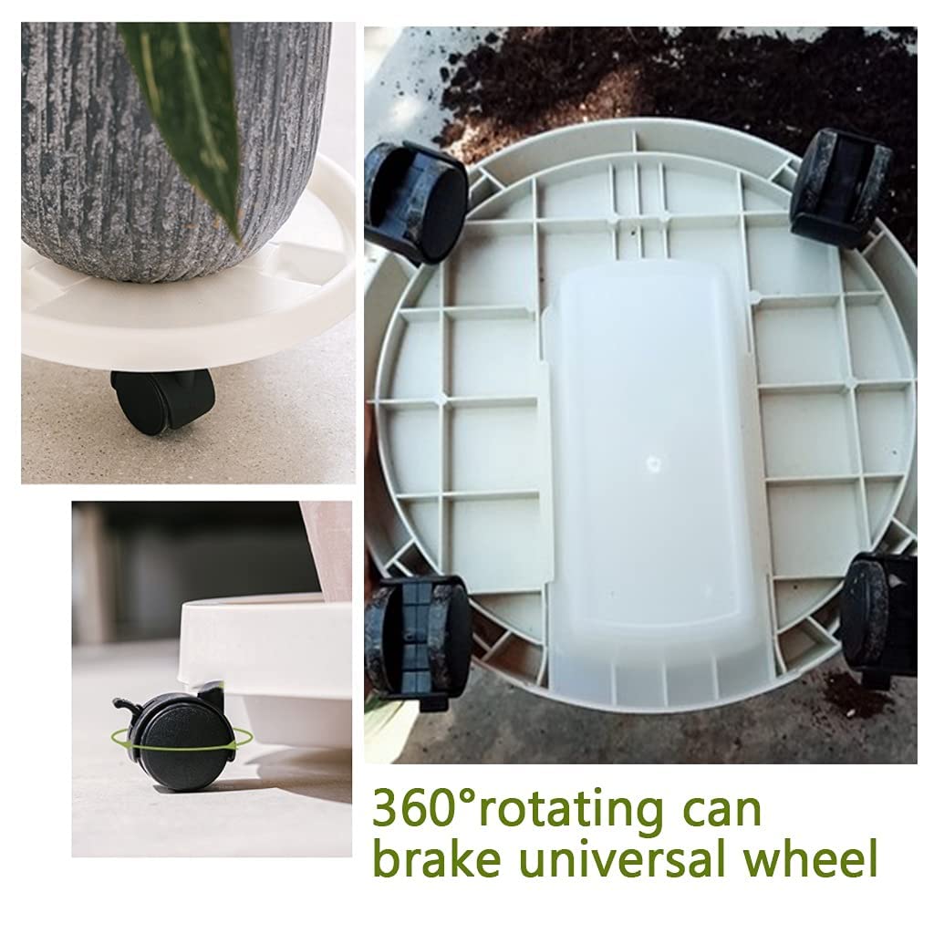 Adjustable Rolling Plant Stand 11-17 Inch - Heavy Duty Flower Pot Mover with 360° Swivel Casters - Indoor/Outdoor Garden Dolly Trolley for Potted Plants - Perfect for Home, Patio, Balcony & Greenhouse (Beige, 15.6 Inch)