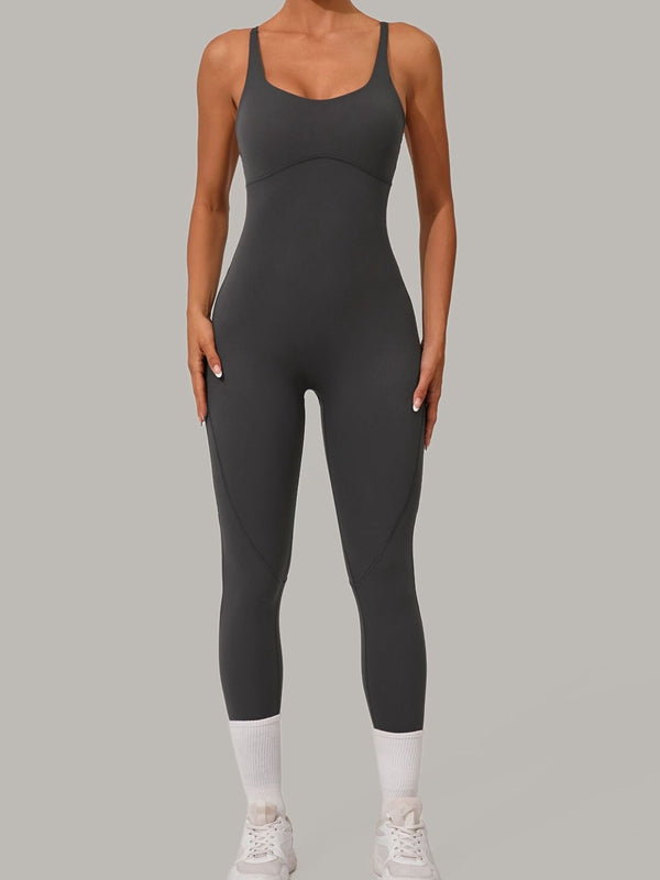ZASUWA Women's Sexy Cross Back Push Up Jumpsuit - Stretchy Bodycon Romper for Date Night & Club Wear