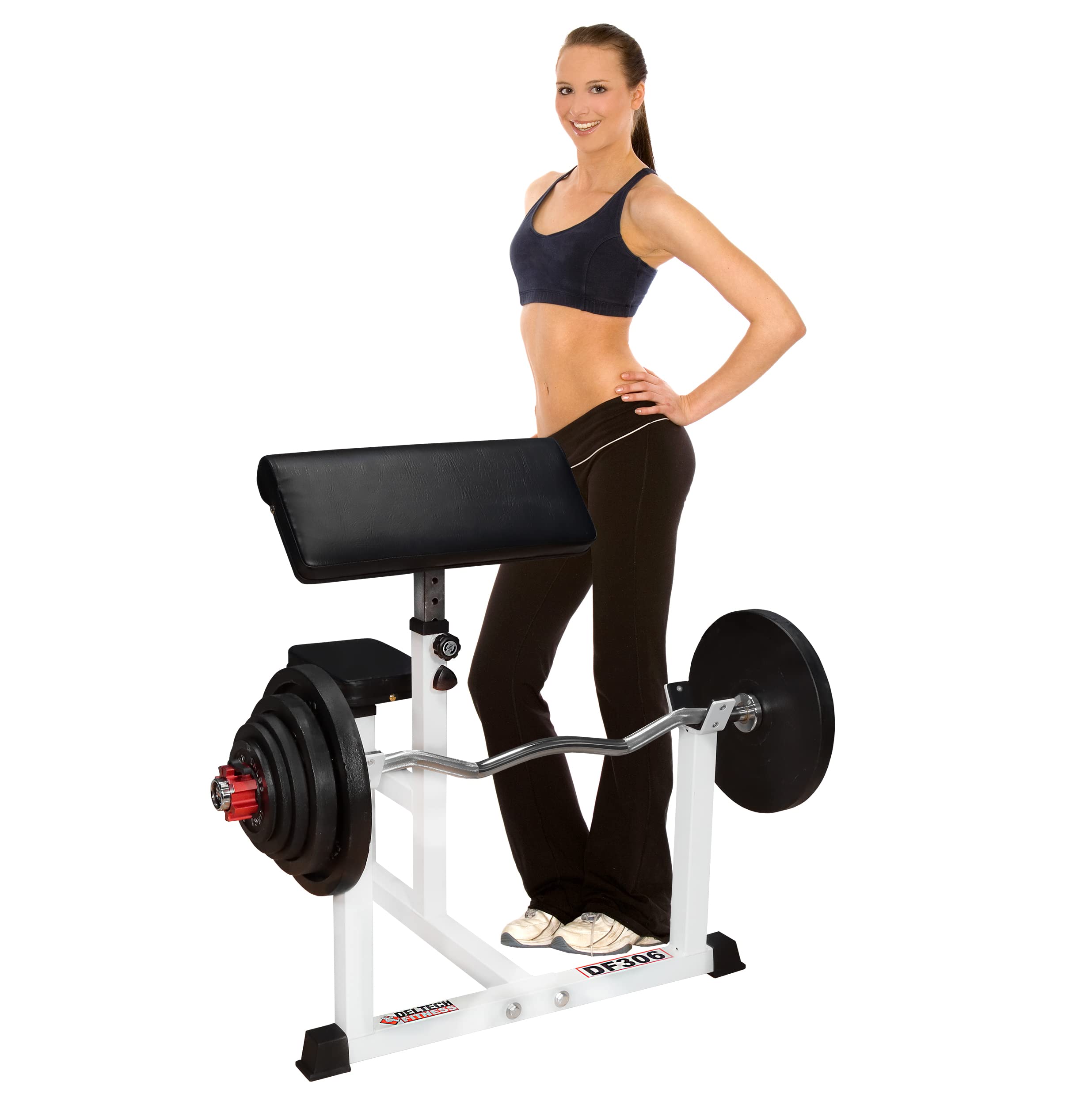 Deltech Fitness DF306 Pro Adjustable Preacher Curl Bench - 500 lbs Capacity Home Gym Equipment for Bicep & Arm Workouts - Perfect for Strength Training with Barbells & Dumbbells - Ideal for Home Gym, Personal Training & Fitness Studios
