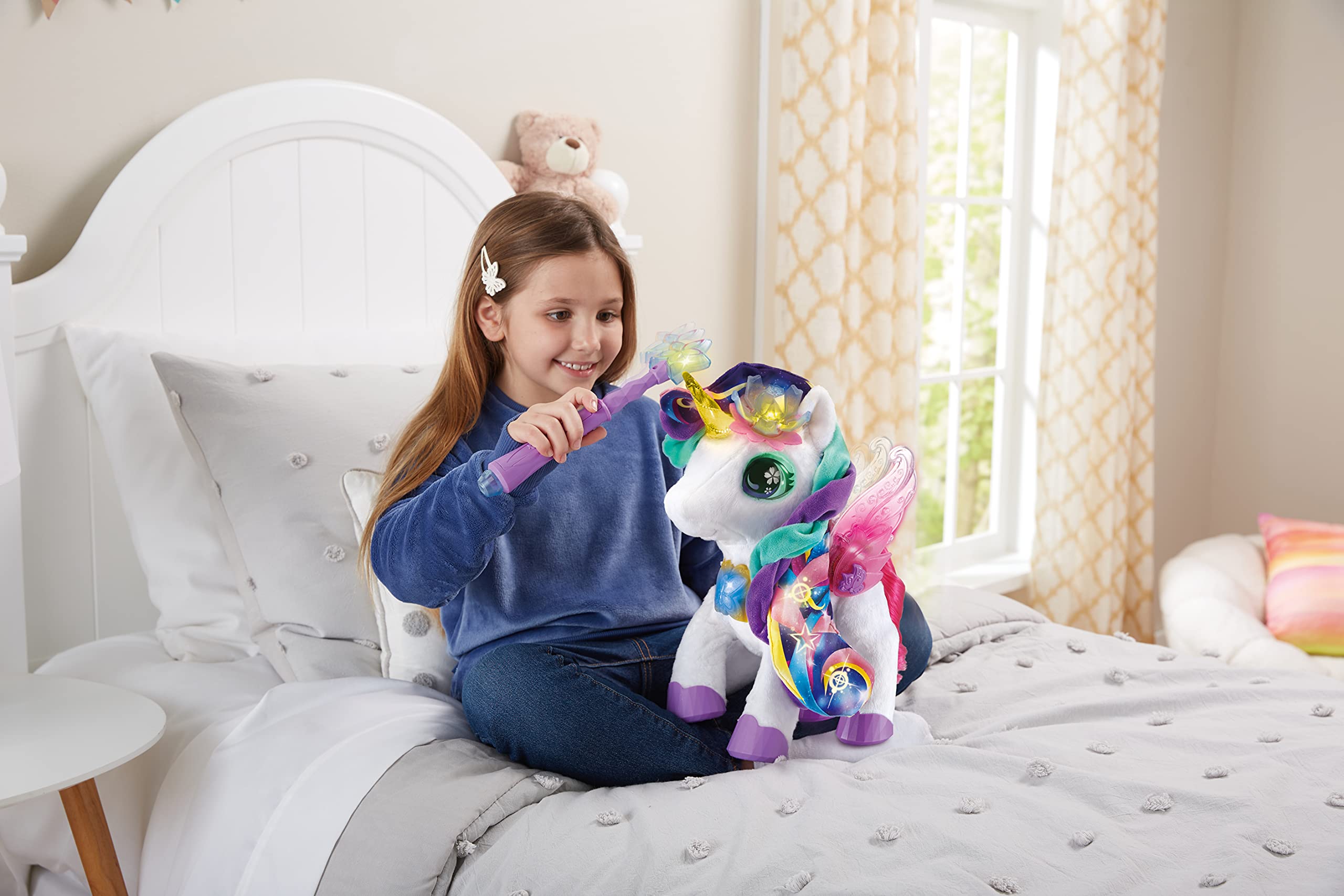 VTech Myla the Blush and Bloom Unicorn Toy - Interactive Soft Plush with Music, Sounds & Sing-Along Songs | Sensory Learning Toy for Kids Ages 5+ | Perfect for Playtime, Bedtime & Early Childhood Development (English Version)