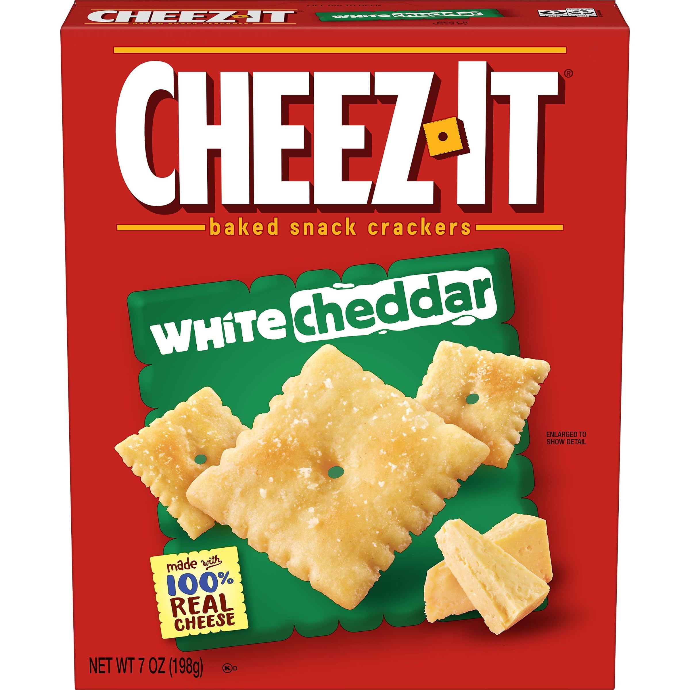 Cheez-It White Cheddar Baked Cheese Crackers - 7oz Box | Crunchy Snacks for Office, School & Kids Lunch | Perfect for Parties, Road Trips & Movie Nights