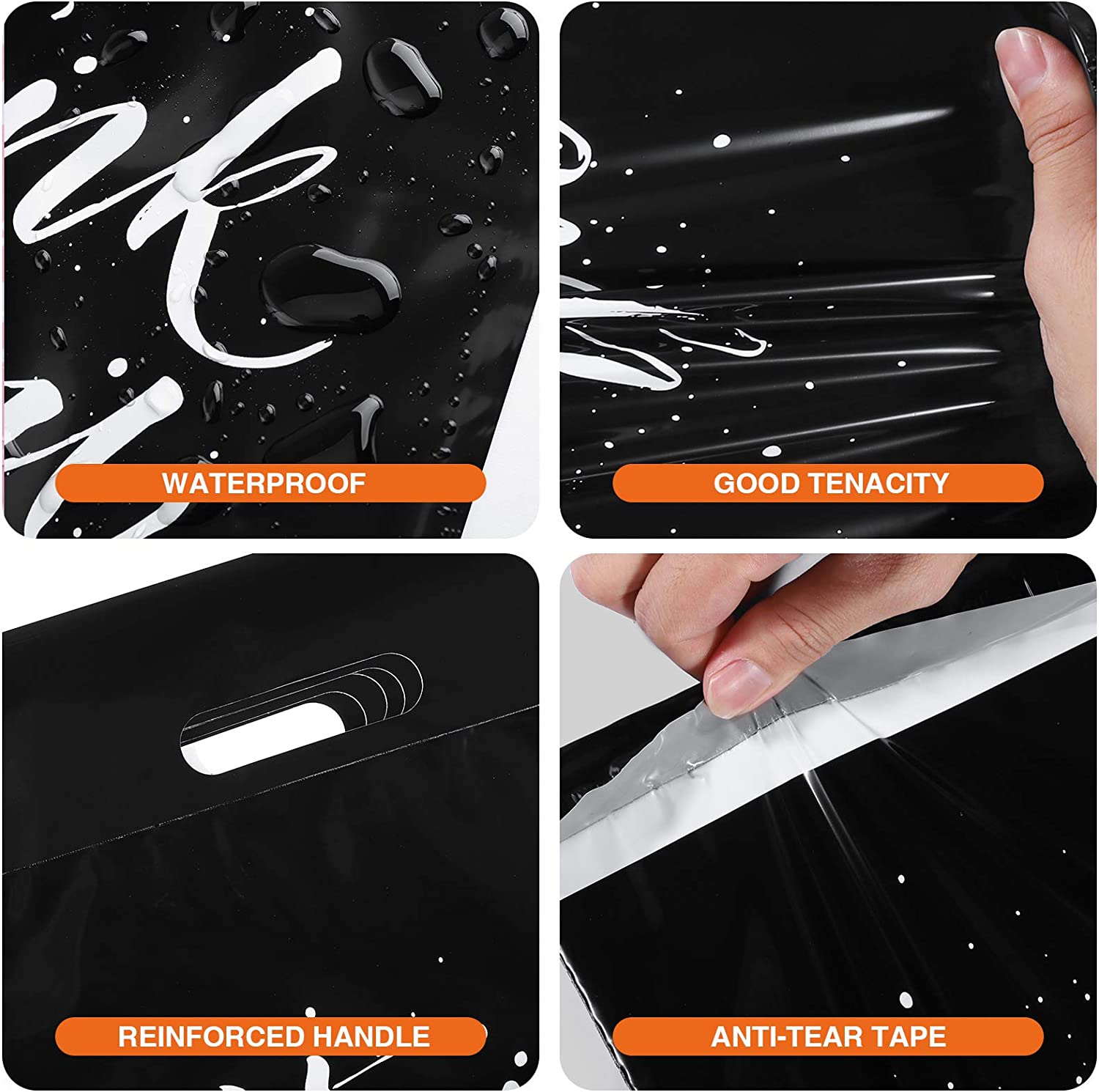 12x15.5 Inch Black Poly Mailer Self Sealing Shipping Bags with Handle - Waterproof Mailing Envelopes for Ecommerce, Clothing, Books & Packages (12 Pack) - Perfect for Online Sellers, Small Businesses & Home Shipping