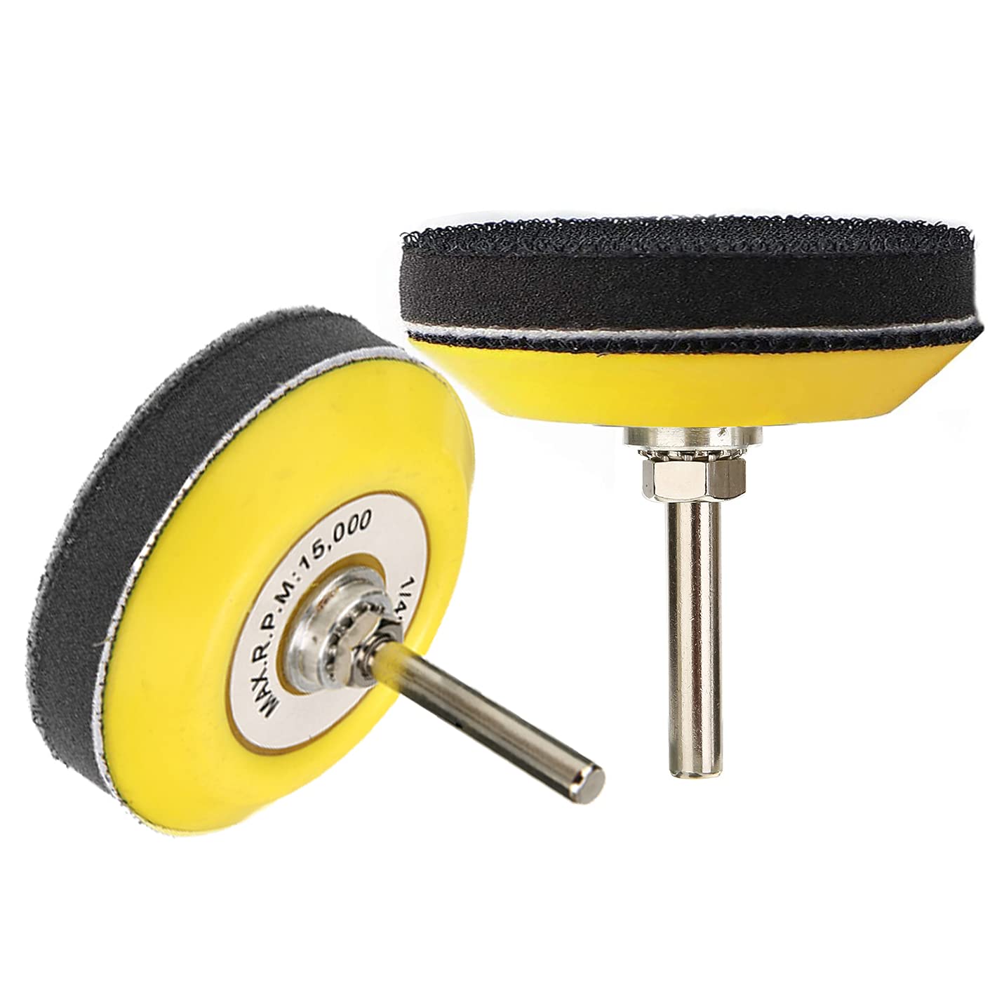 Yakamoz 2 Pack 3-Inch Hook and Loop Sanding Backing Pads with 1/4 Inch Shank - Soft Foam Buffering Pads for Drill, Air Die Grinder, Sander & Rotary Tools - Perfect for Woodworking, Metal Polishing & DIY Projects