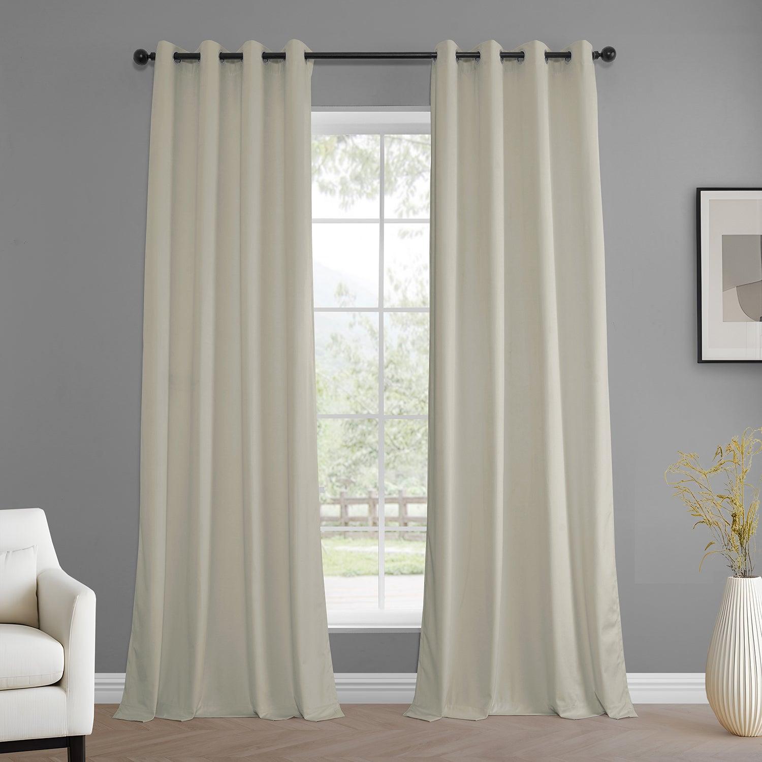 Off White Grommet Simply Velvet Blackout Curtains - Set of 2 Panels for Bedroom & Living Room - Thermal Insulated Light Blocking Drapes for Better Sleep & Privacy