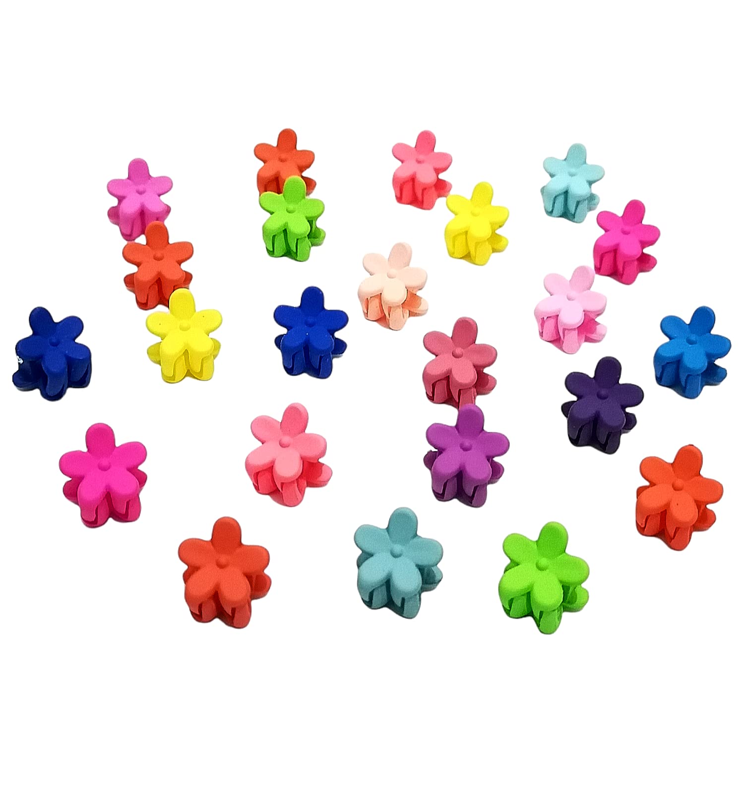 24pcs Mini Flower Hair Claw Clips - Small Plastic Hair Clamps for Women & Girls - Colorful Hair Accessories (1.4cm) - Perfect for School, Parties & Everyday Hairstyles