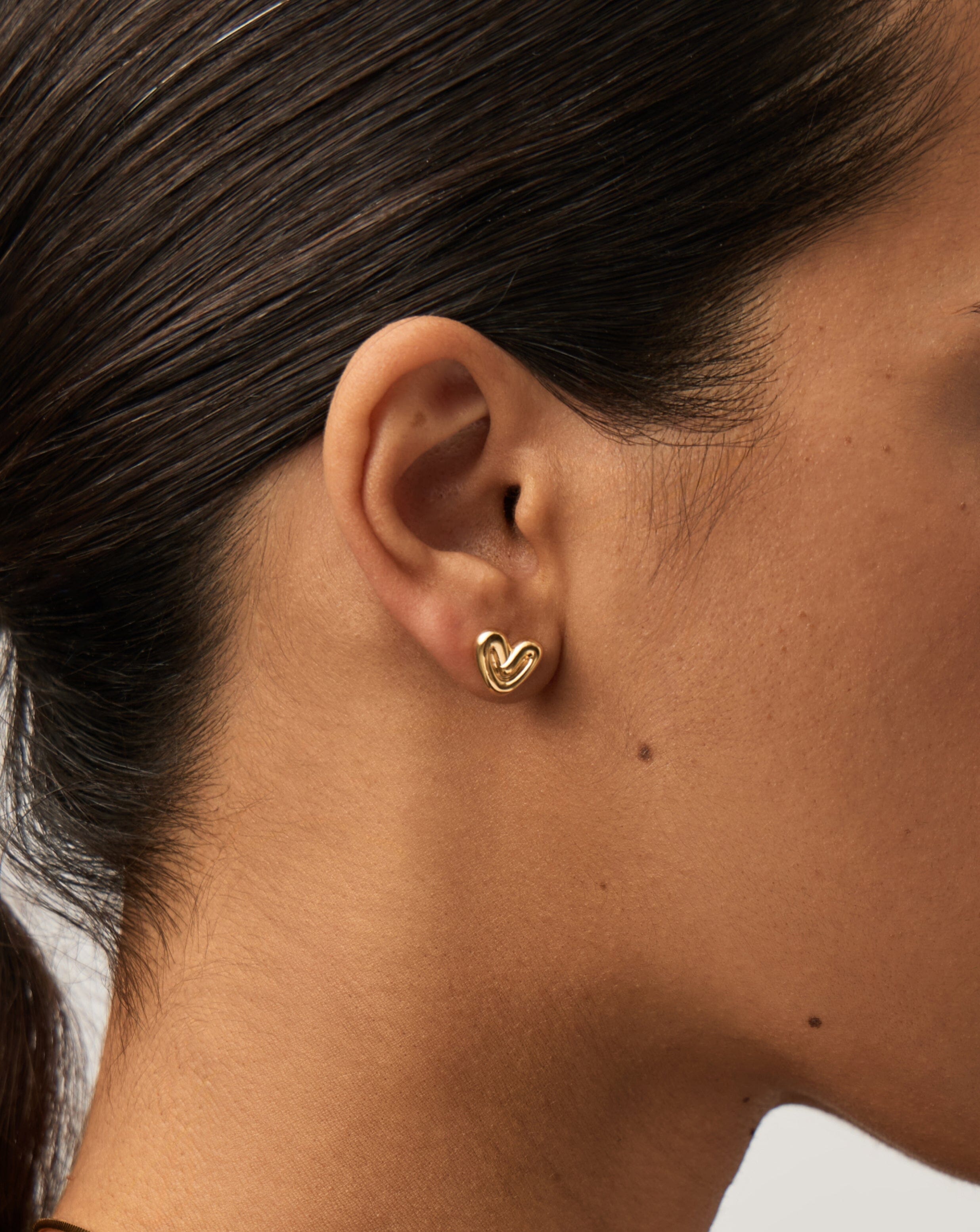 Puffy Heart Mini Stud Earrings - 18k Gold Vermeil Hypoallergenic Earrings for Women | Perfect for Valentine's Day, Anniversary & Everyday Wear