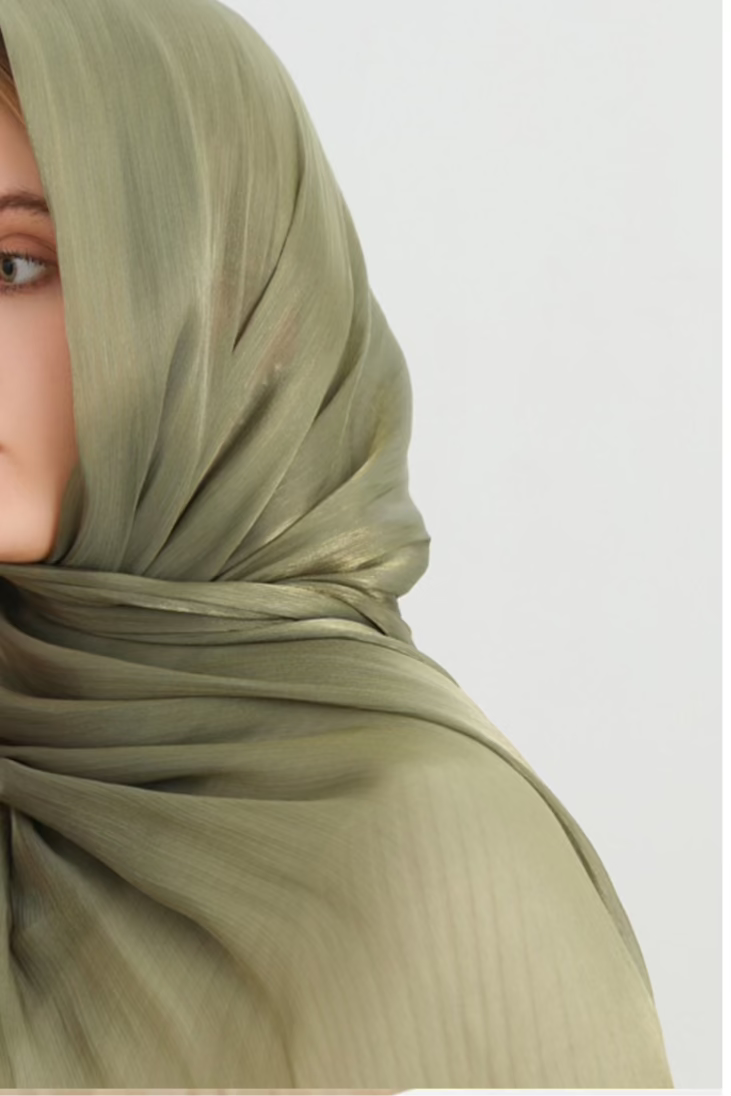 Jimmy Choo Organza Hijab Scarf in Jade Green - Elegant Muslim Women's Head Covering for Daily Wear & Special Occasions