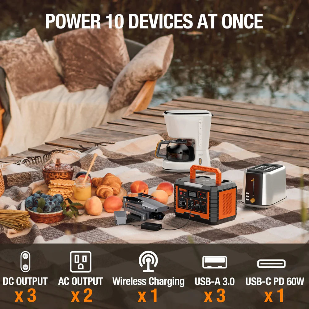 EBL MP500 Portable Power Station 519Wh 500W Solar Generator - Emergency Backup for Camping, Home, RV & Outdoor Adventures
